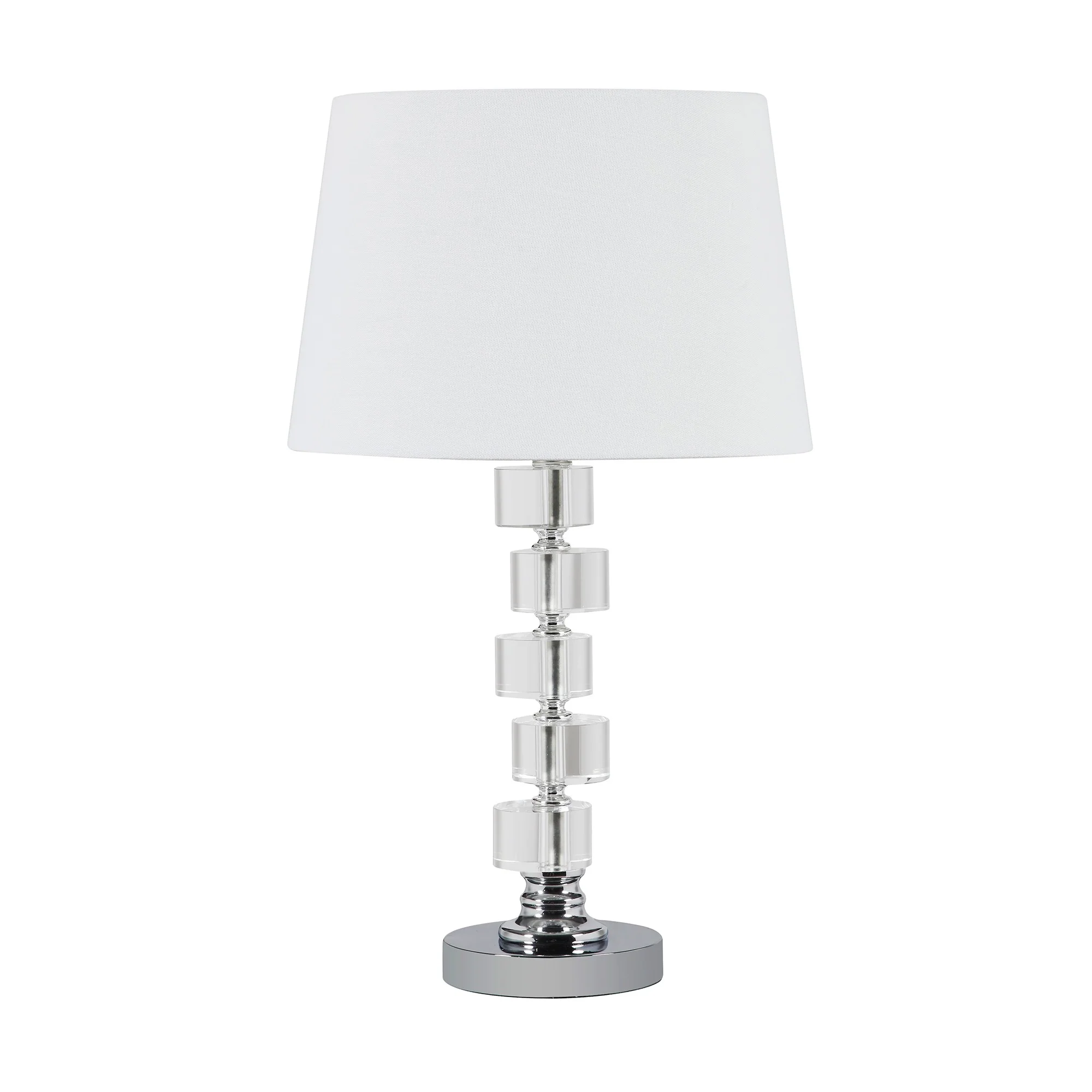 20" Silver Crystal Stacked Geo Cubes Table Lamp With White Classic Empire Shade By Homeroots - Image 2