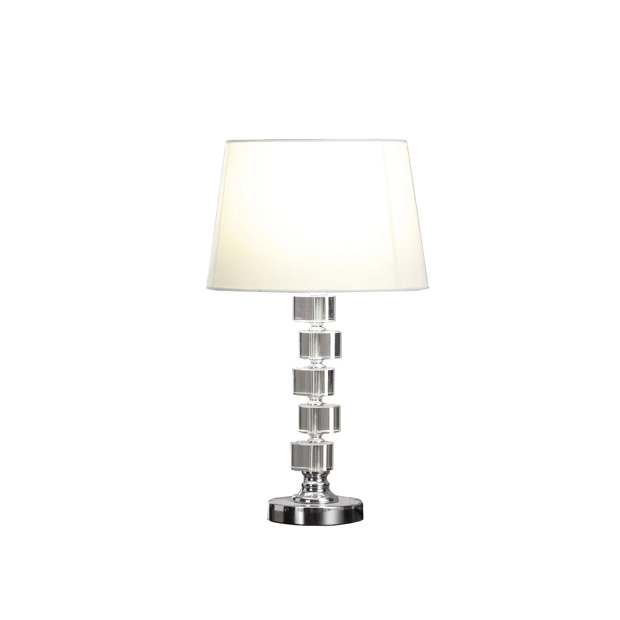 20" Silver Crystal Stacked Geo Cubes Table Lamp With White Classic Empire Shade By Homeroots - Image 3