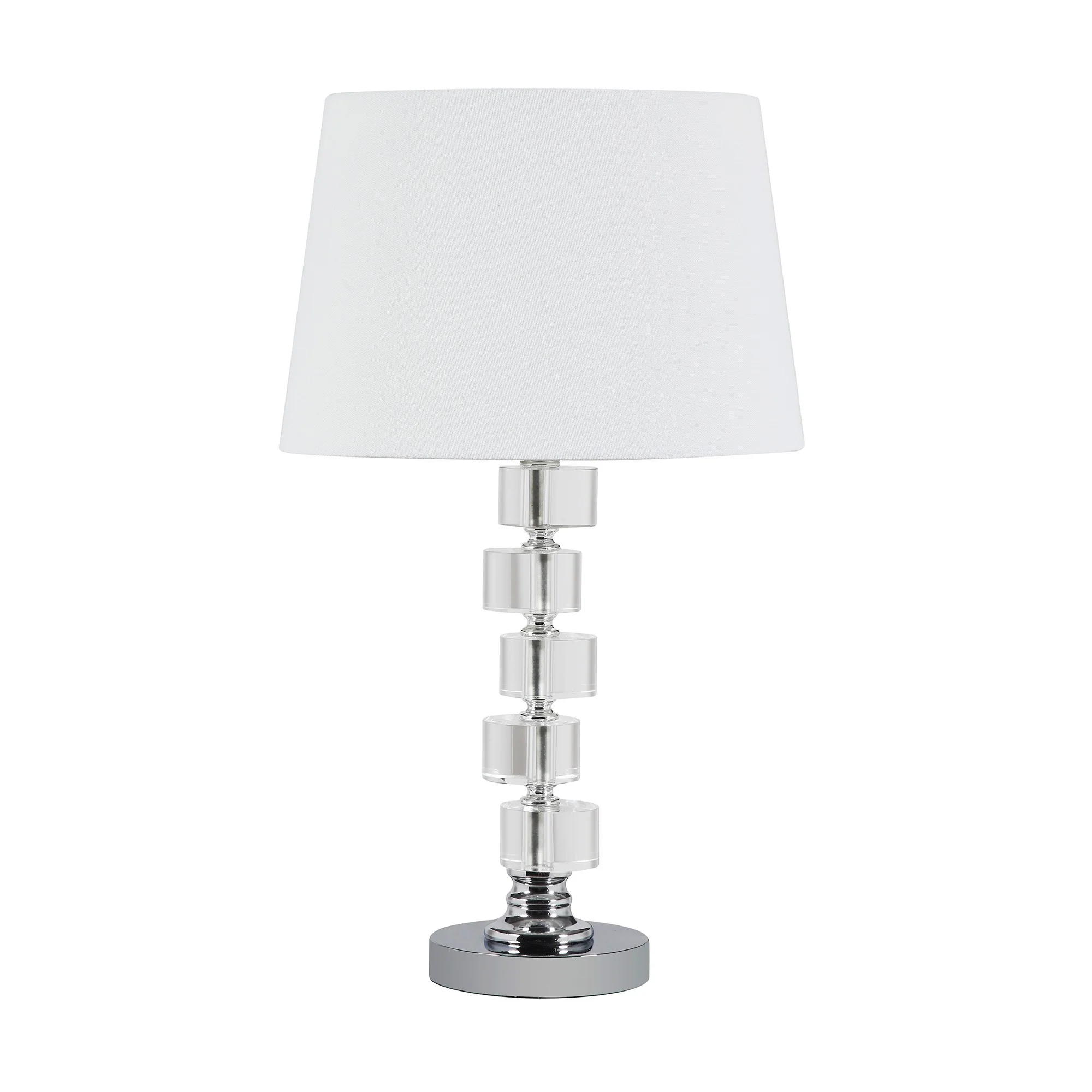 20" Silver Crystal Stacked Geo Cubes Table Lamp With White Classic Empire Shade By Homeroots - Image 4