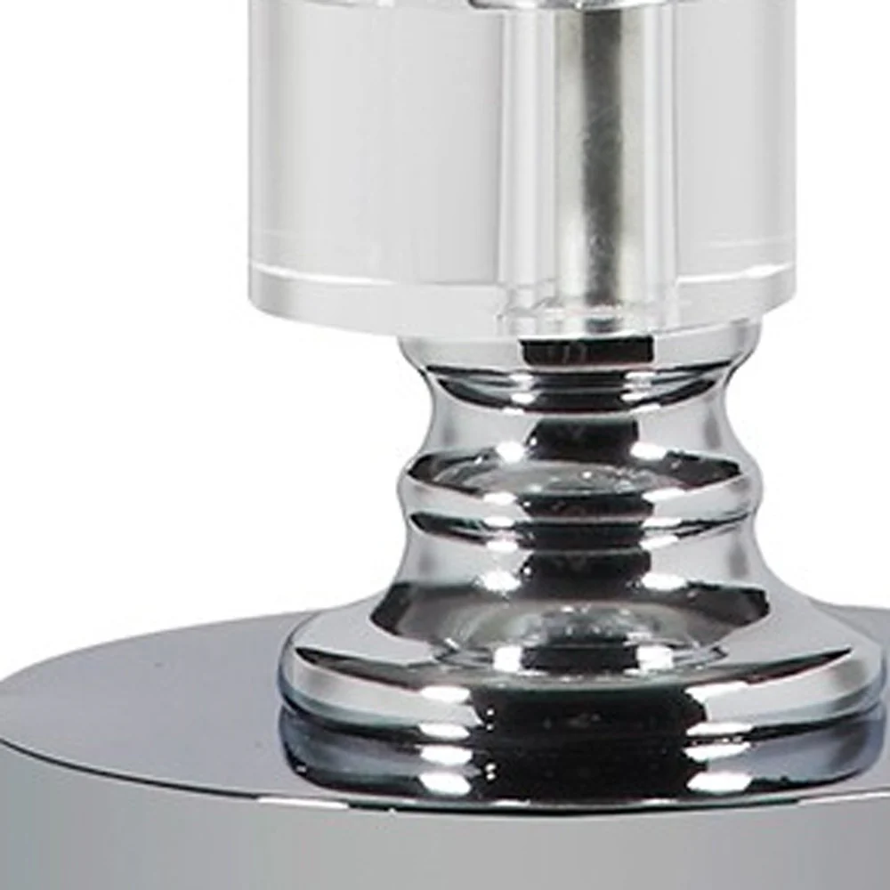 20" Silver Crystal Stacked Geo Cubes Table Lamp With White Classic Empire Shade By Homeroots - Image 6
