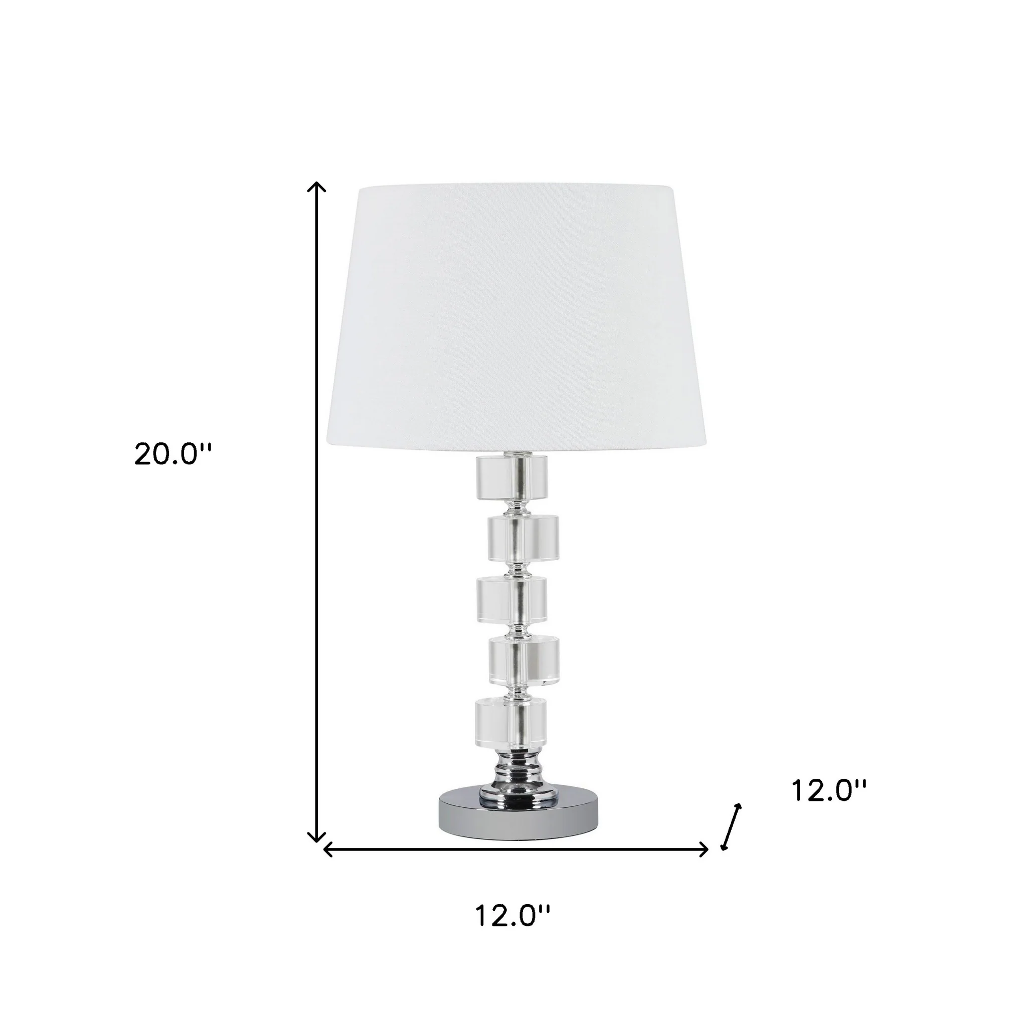 20" Silver Crystal Stacked Geo Cubes Table Lamp With White Classic Empire Shade By Homeroots - Image 7