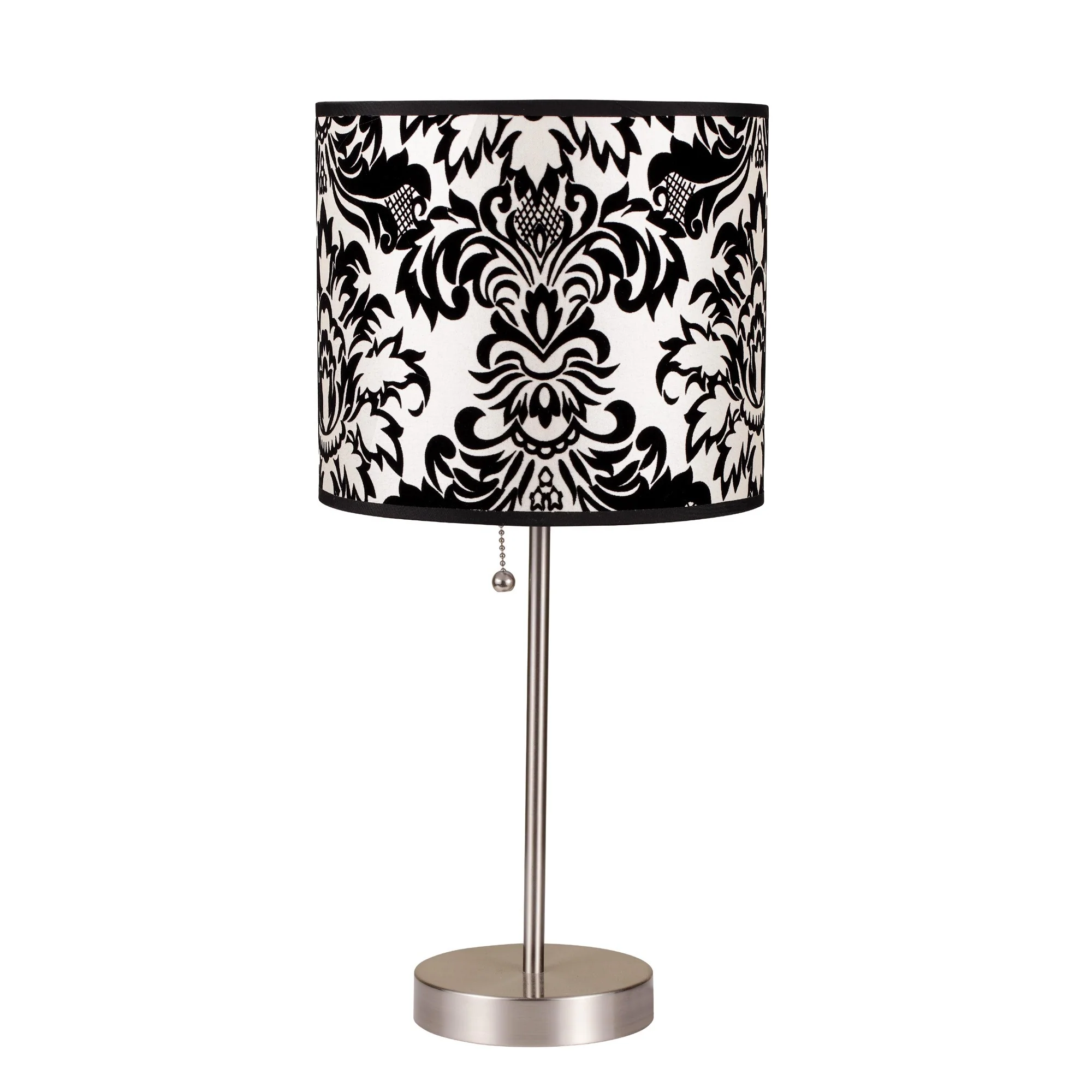 20" Silver Metal Table Lamp With Black And White Classic Drum Shade By Homeroots - Image 2