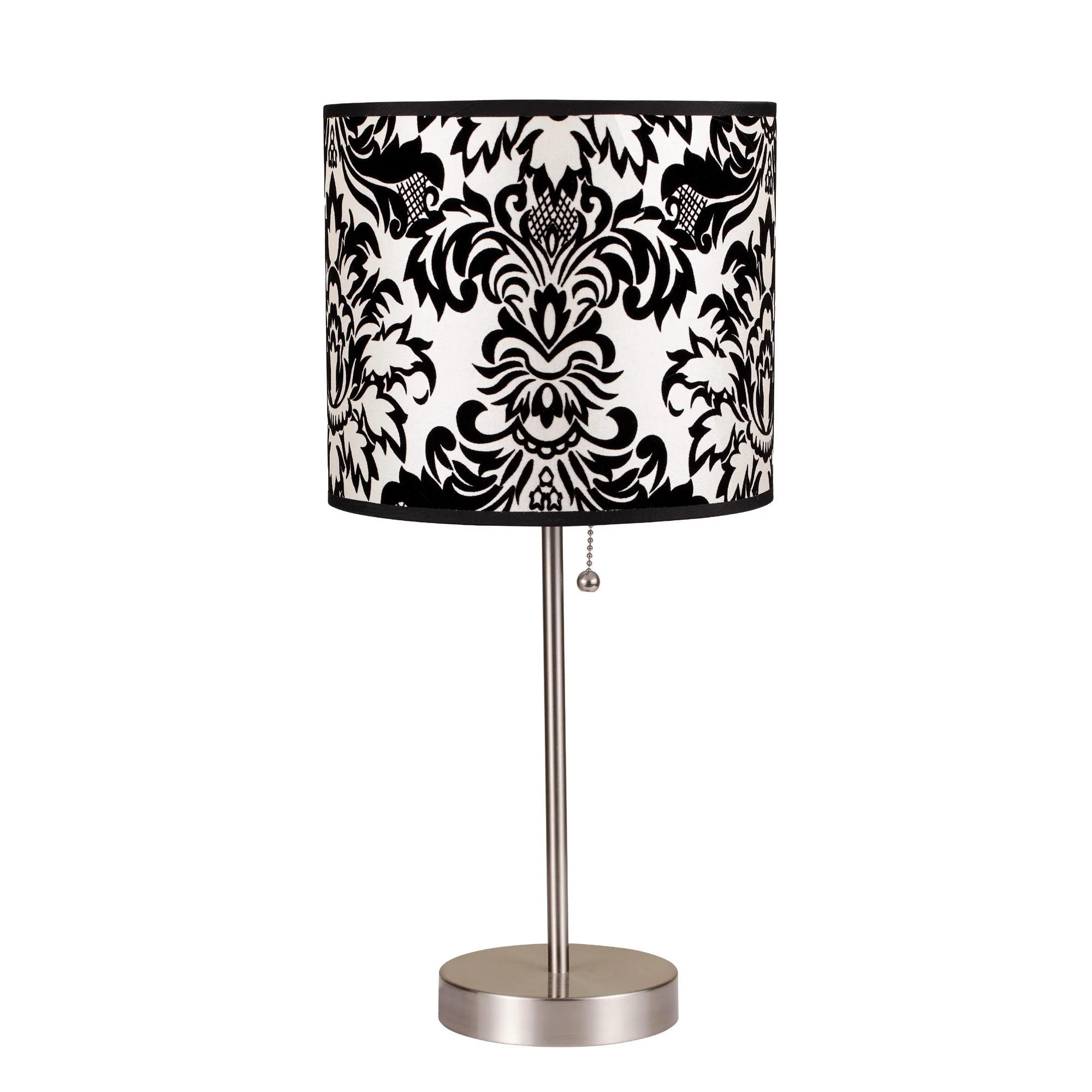 20" Silver Metal Table Lamp With Black And White Classic Drum Shade By Homeroots - Image 3