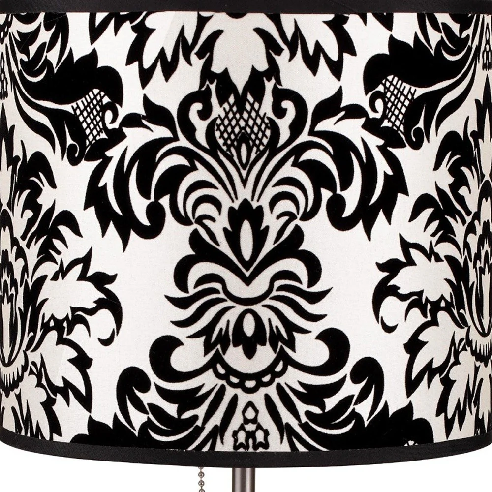 20" Silver Metal Table Lamp With Black And White Classic Drum Shade By Homeroots - Image 4