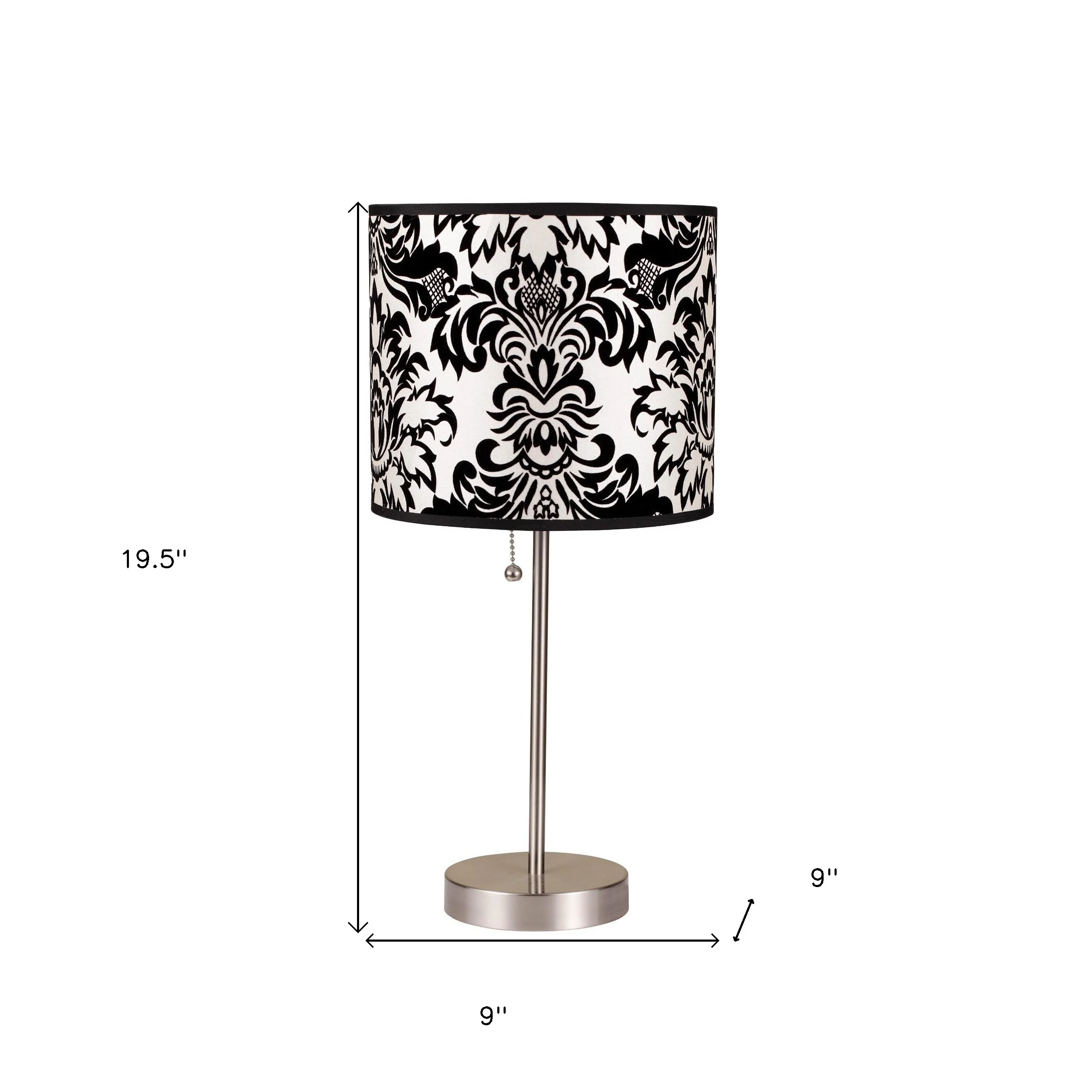 20" Silver Metal Table Lamp With Black And White Classic Drum Shade By Homeroots - Image 6