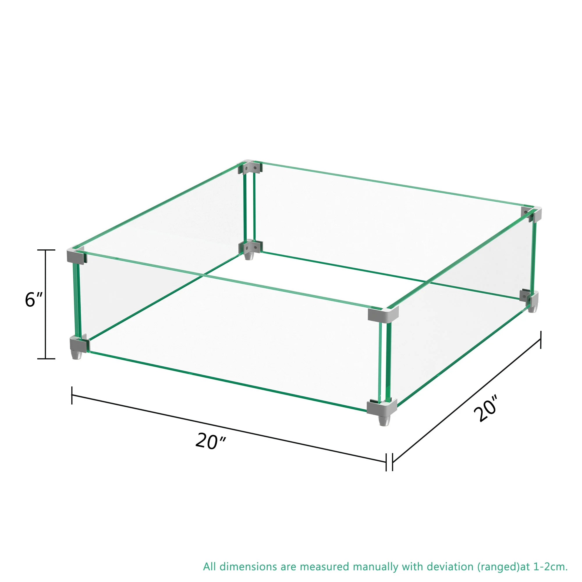 20" Square Glass Fire Pit Flame Guard By Homeroots - Image 3