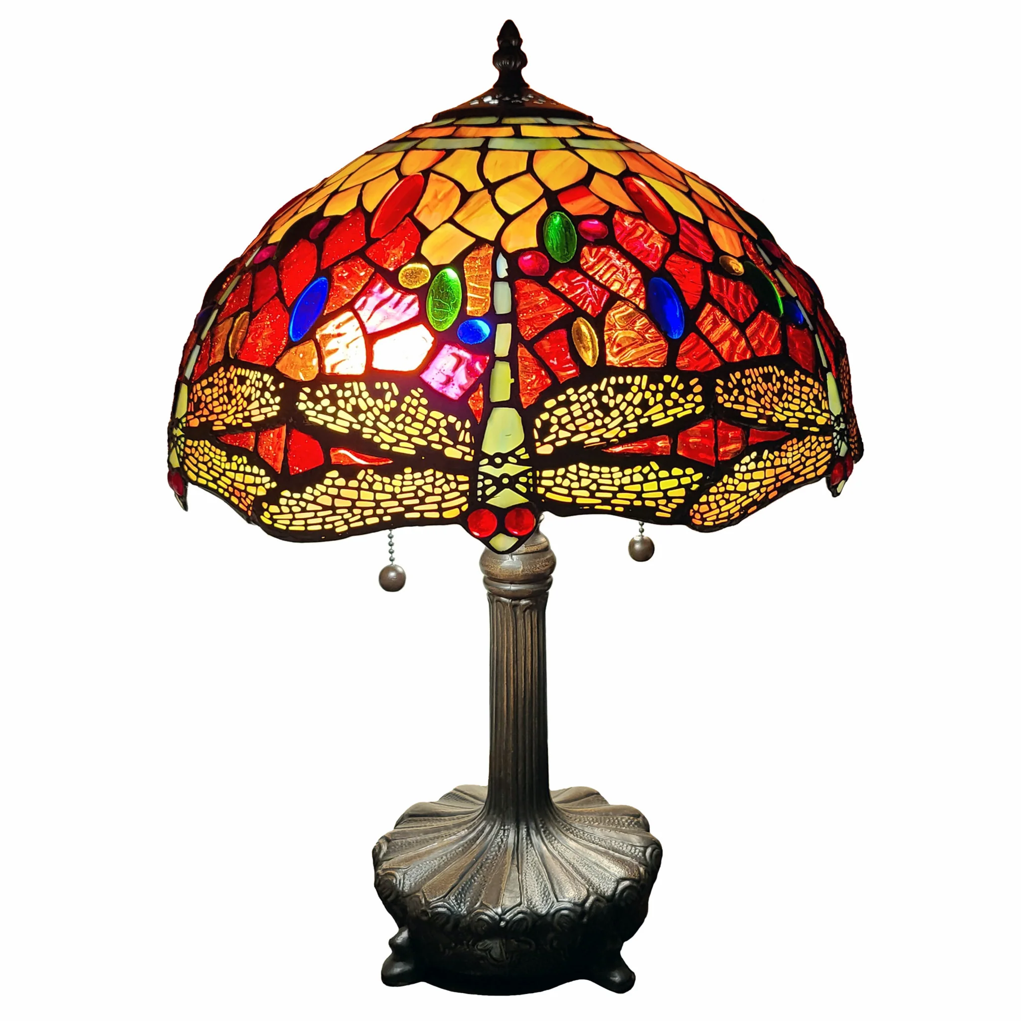 20" Stained Glass Two Light Dragonfly Accent Table Lamp By Homeroots - Image 2