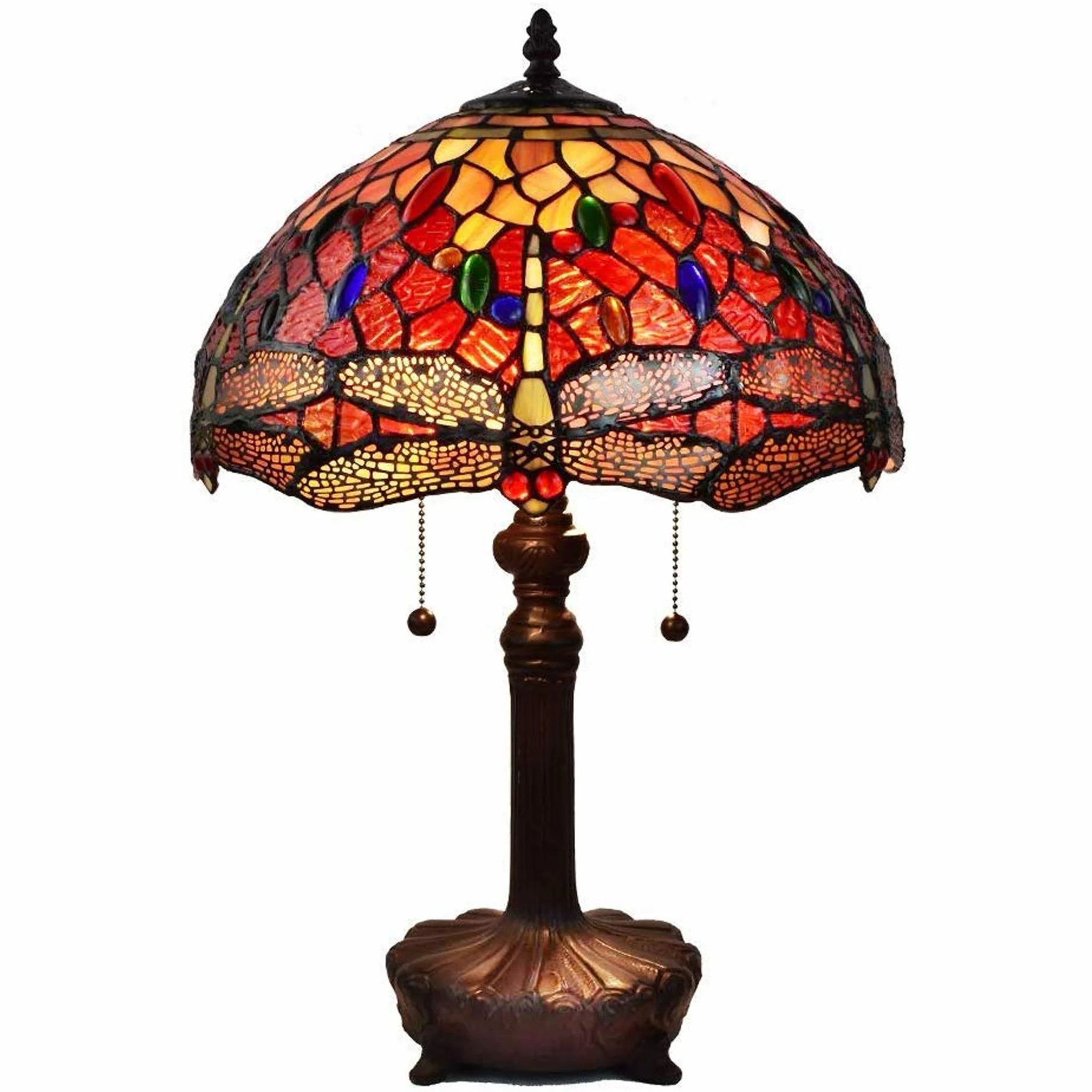 20" Stained Glass Two Light Dragonfly Accent Table Lamp By Homeroots - Image 3