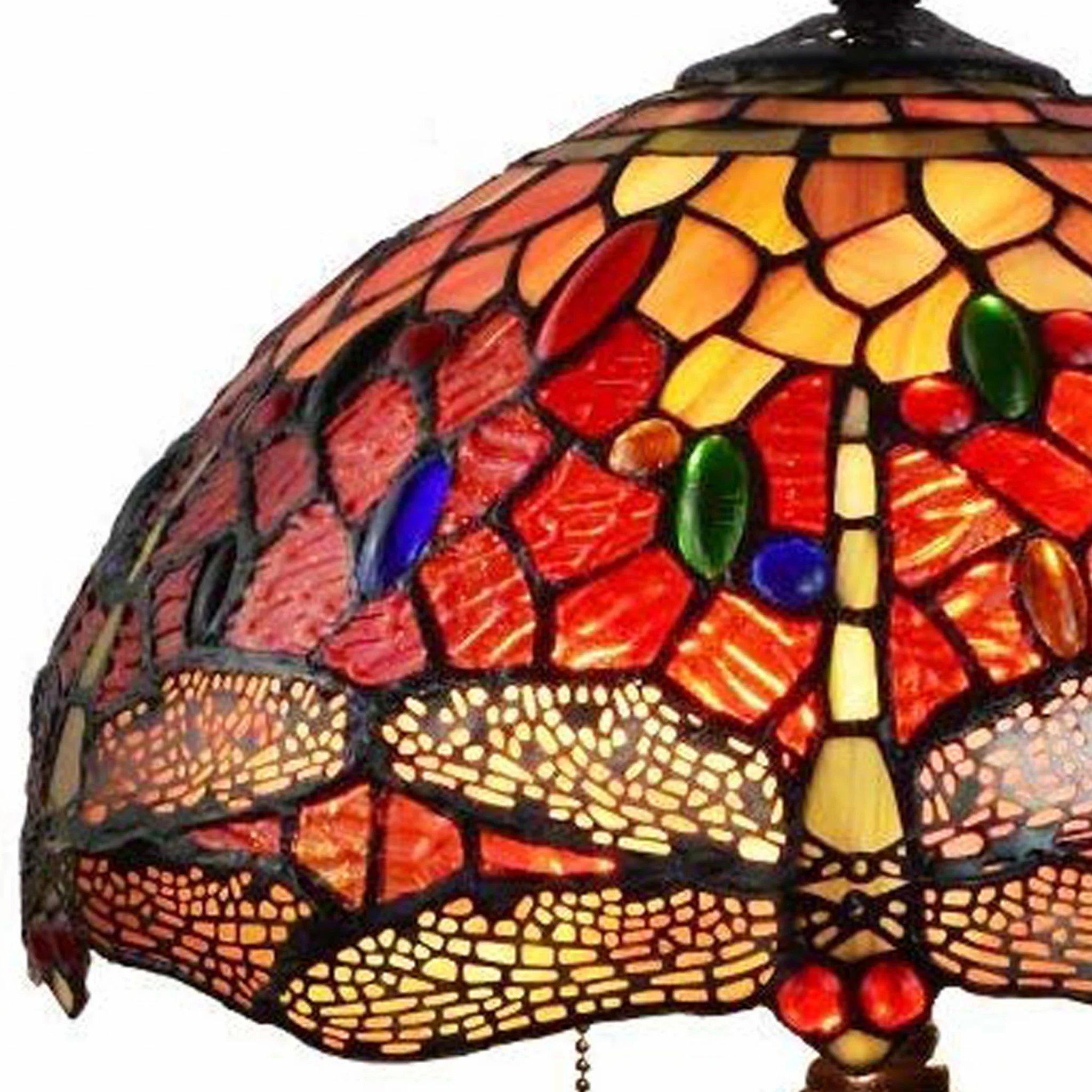 20" Stained Glass Two Light Dragonfly Accent Table Lamp By Homeroots - Image 6