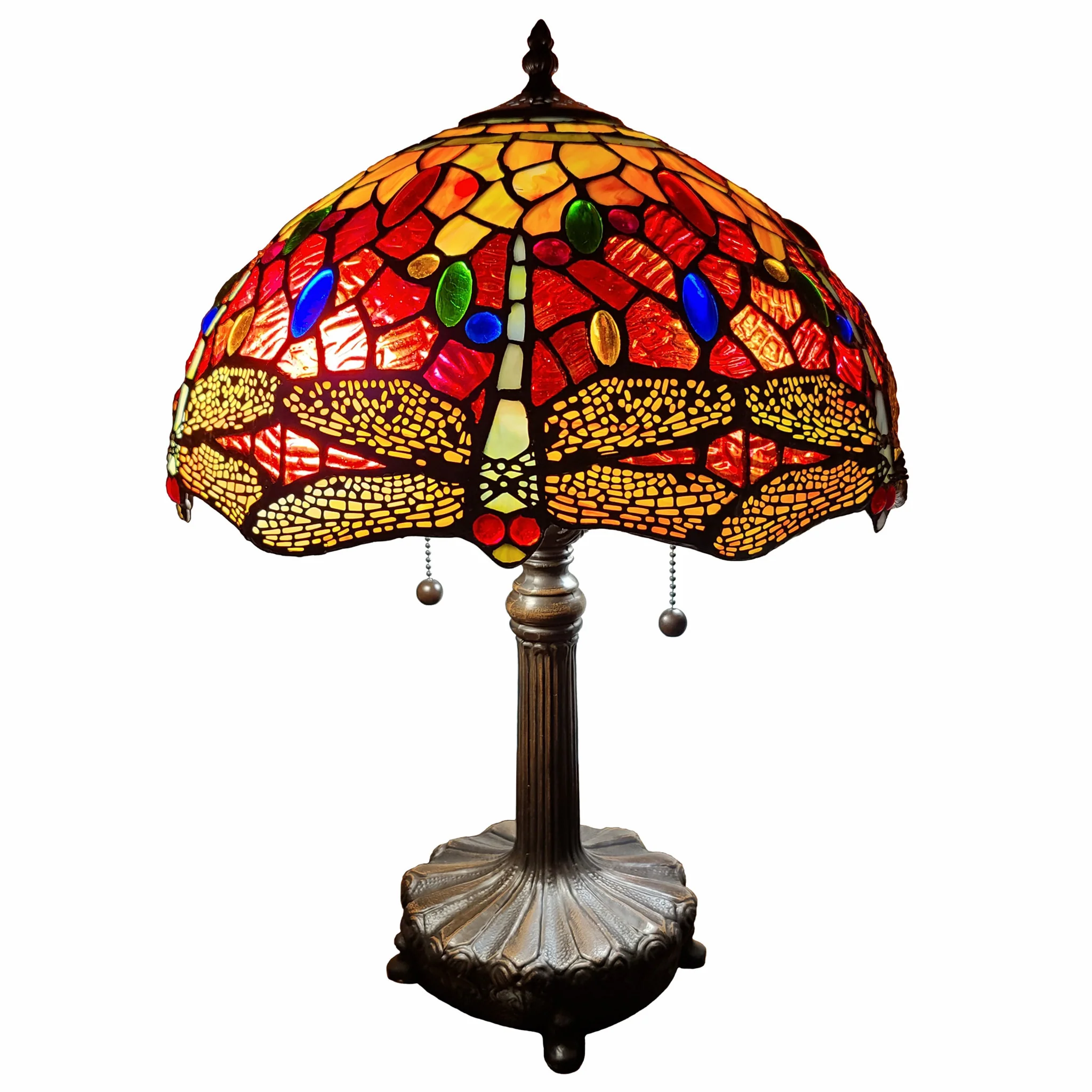 20" Stained Glass Two Light Dragonfly Accent Table Lamp By Homeroots - Image 7