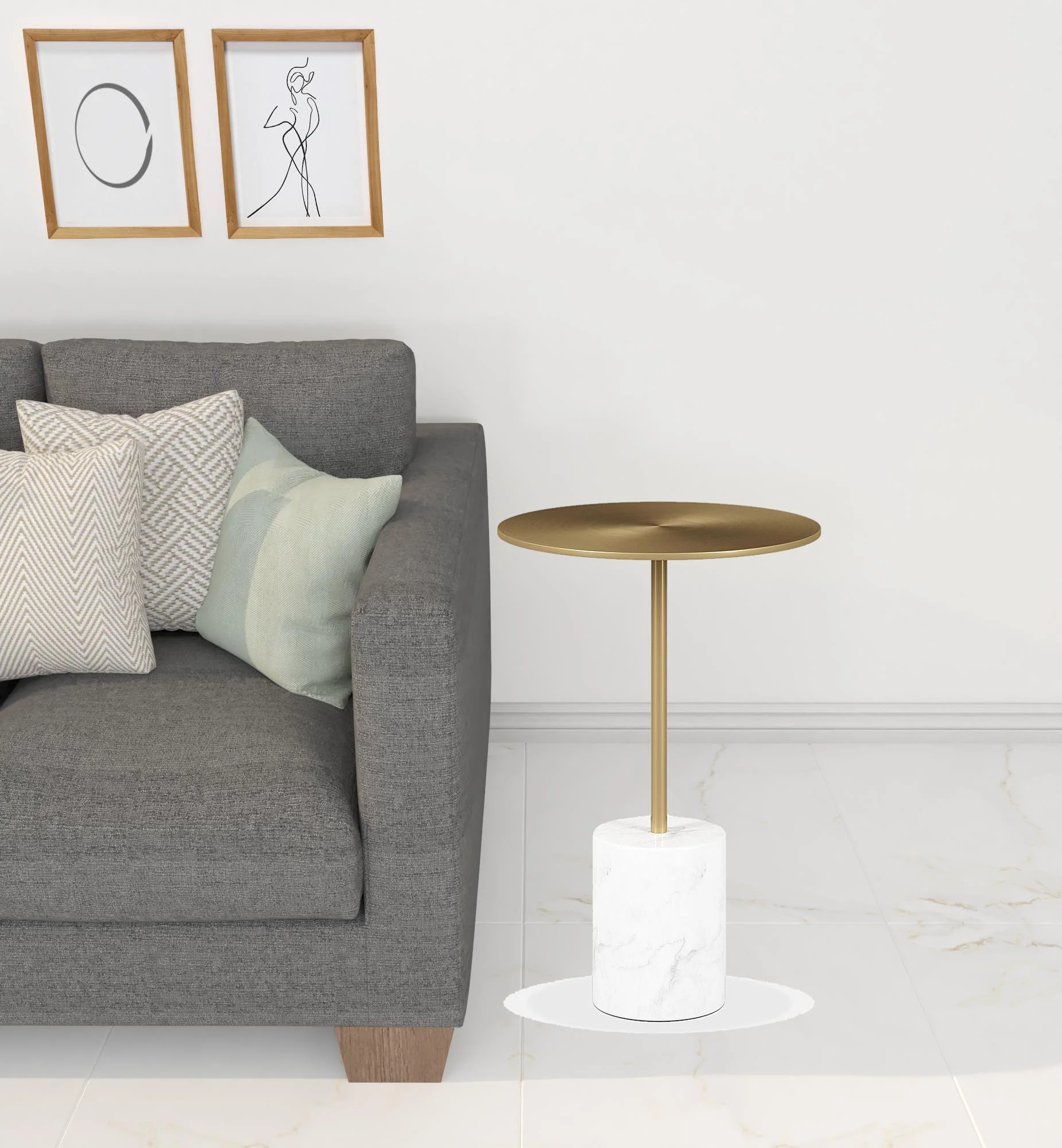 20" White And Gold Steel Round Pedestal End Table By Homeroots - Image 2