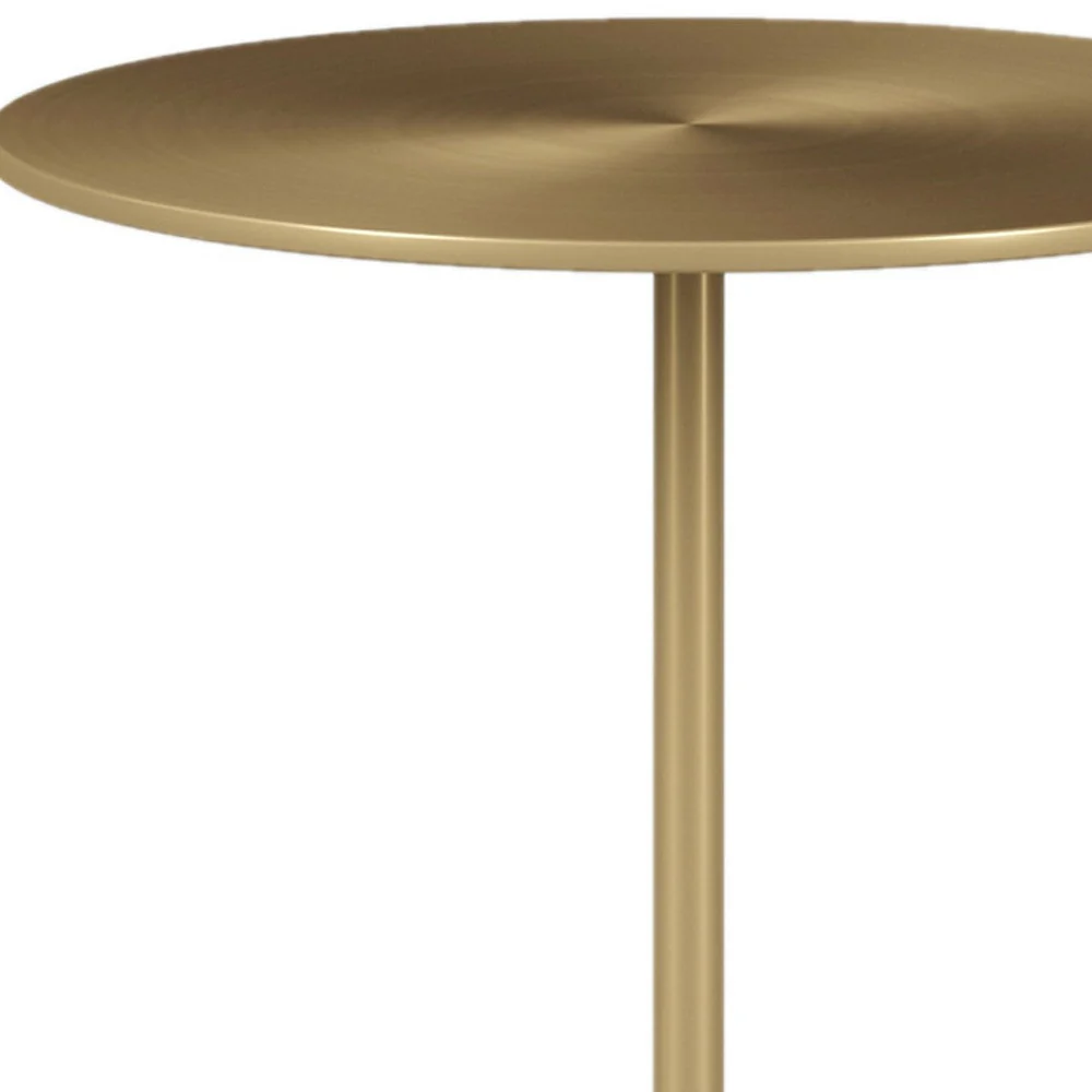 20" White And Gold Steel Round Pedestal End Table By Homeroots - Image 3