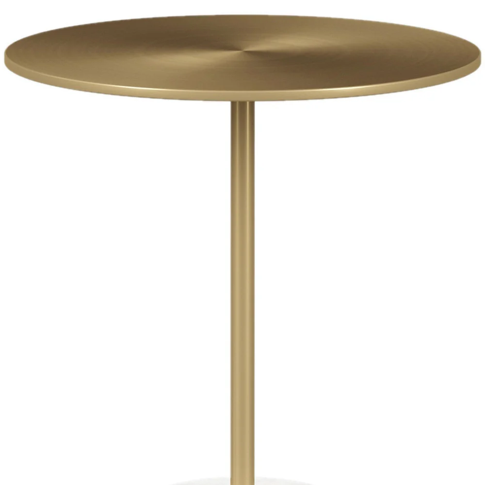 20" White And Gold Steel Round Pedestal End Table By Homeroots - Image 4