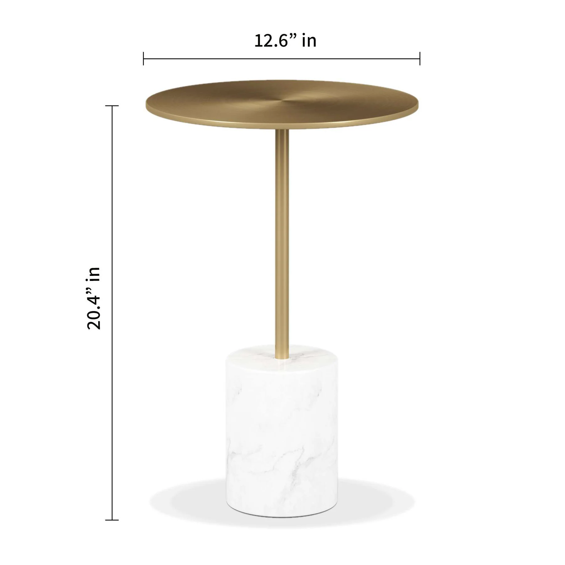 20" White And Gold Steel Round Pedestal End Table By Homeroots - Image 5