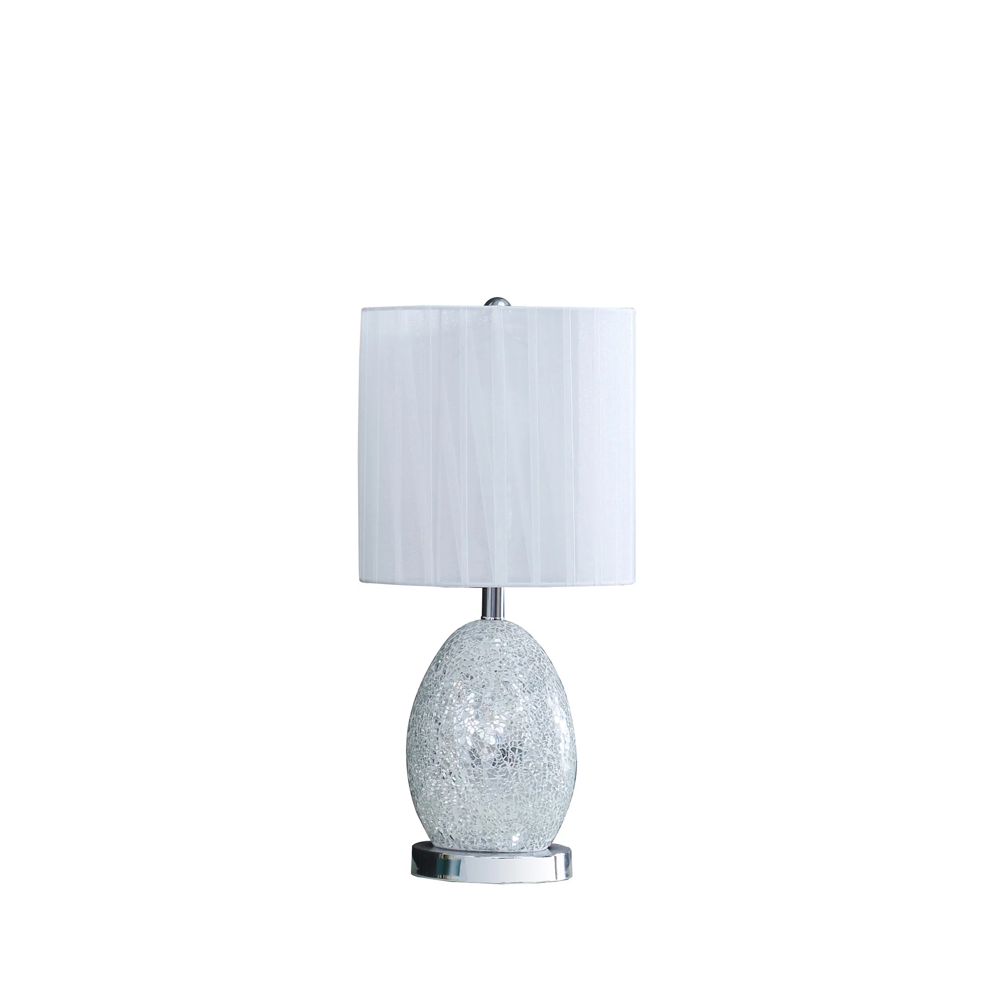 20" White Luster Mirrored Glass Table Lamp With Night Light By Homeroots - Image 2