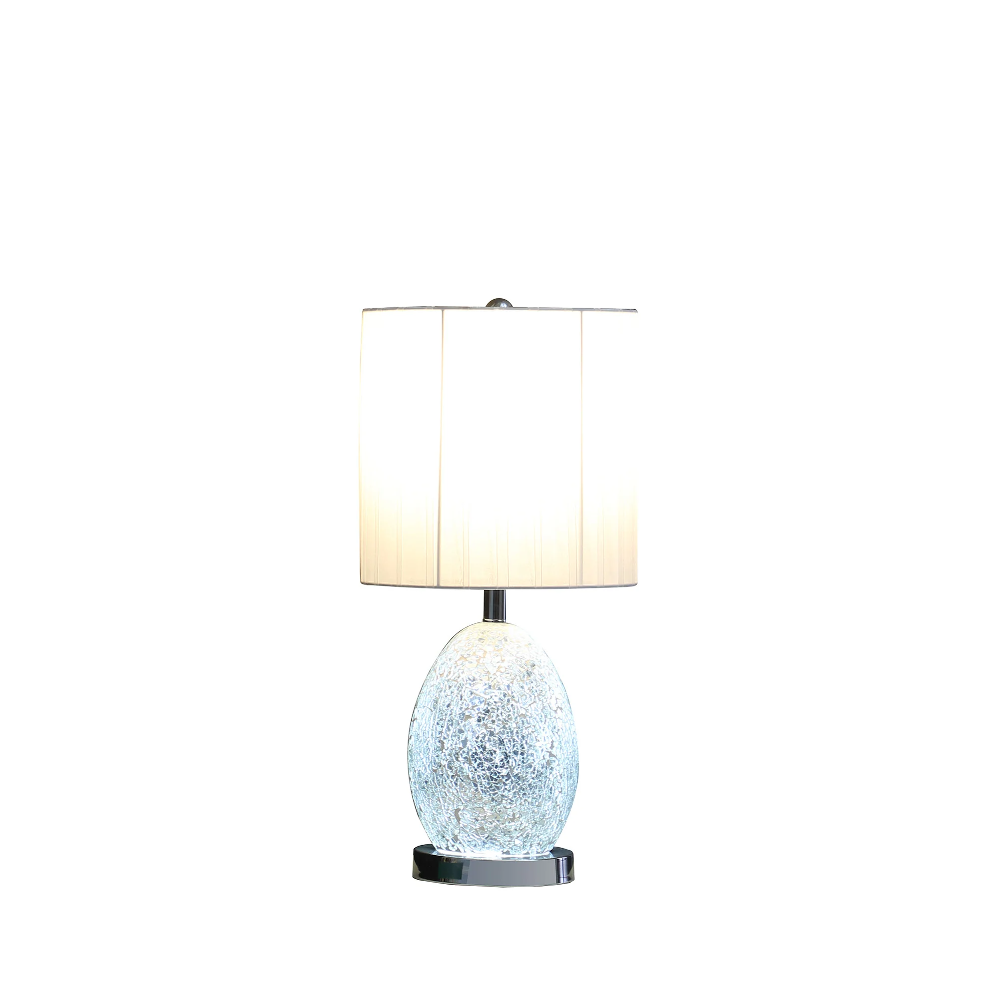 20" White Luster Mirrored Glass Table Lamp With Night Light By Homeroots - Image 3