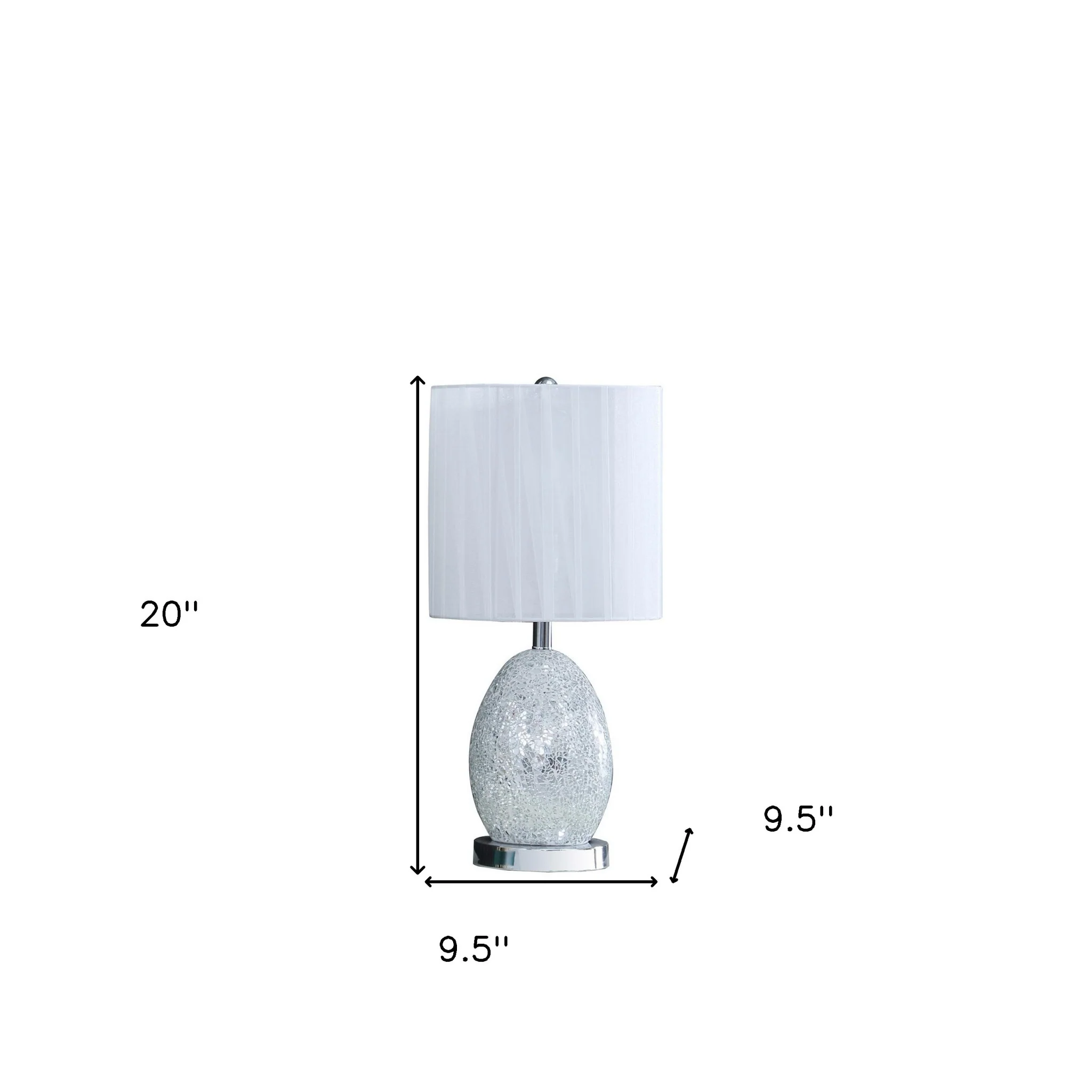 20" White Luster Mirrored Glass Table Lamp With Night Light By Homeroots - Image 5