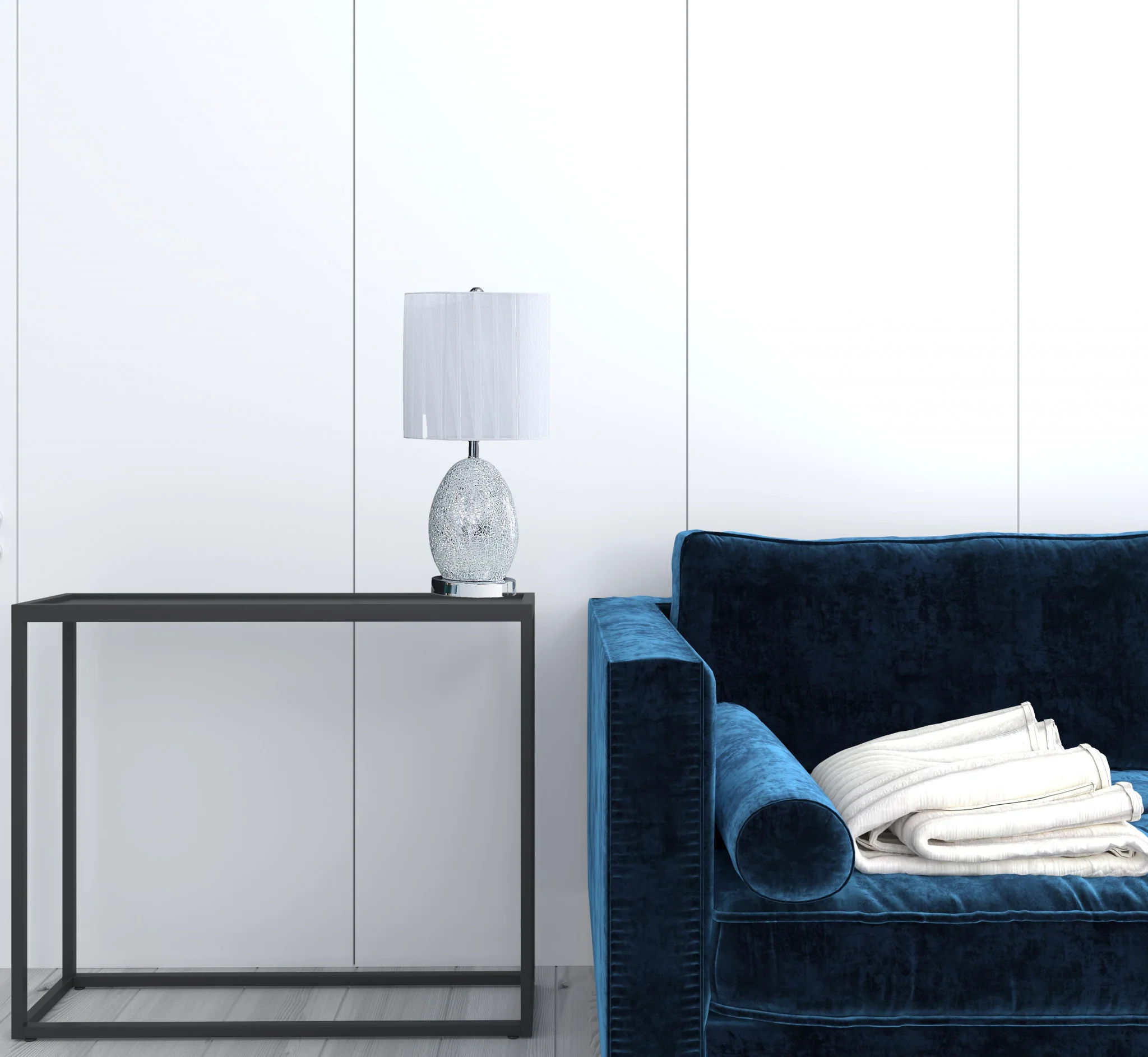 20" White Luster Mirrored Glass Table Lamp With Night Light By Homeroots - Image 6