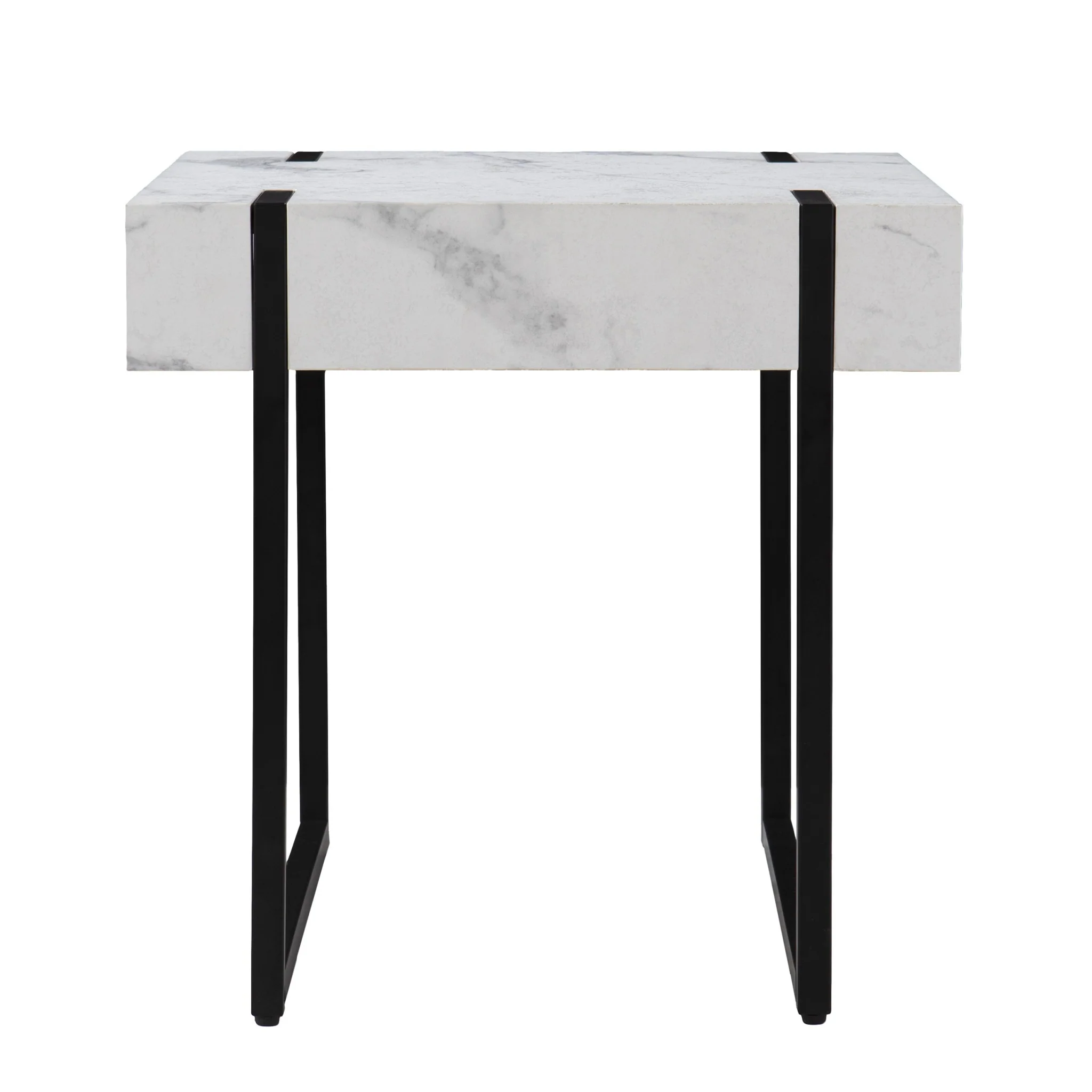 20" White Manufactured Wood And Iron Square End Table By Homeroots - Image 2