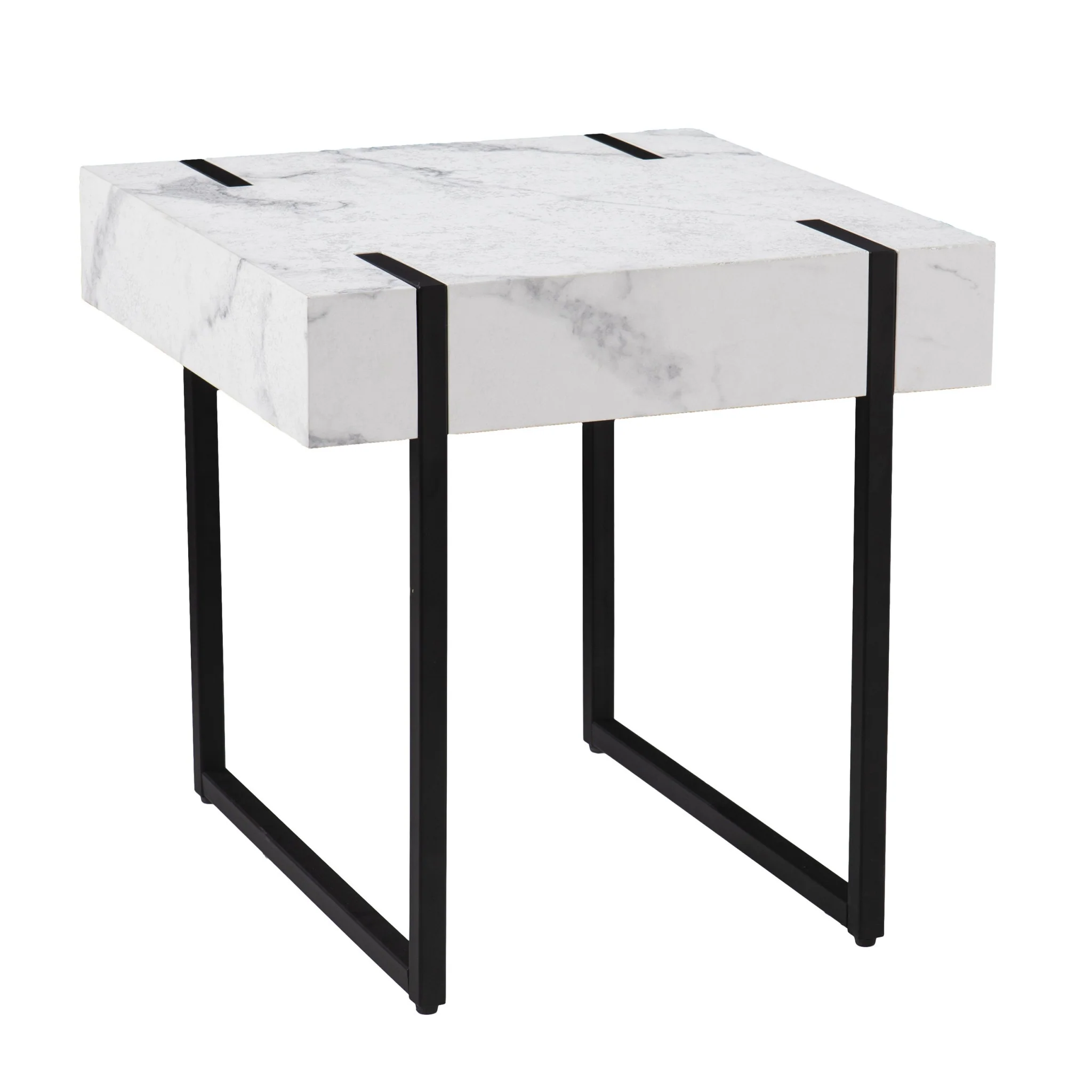 20" White Manufactured Wood And Iron Square End Table By Homeroots - Image 3