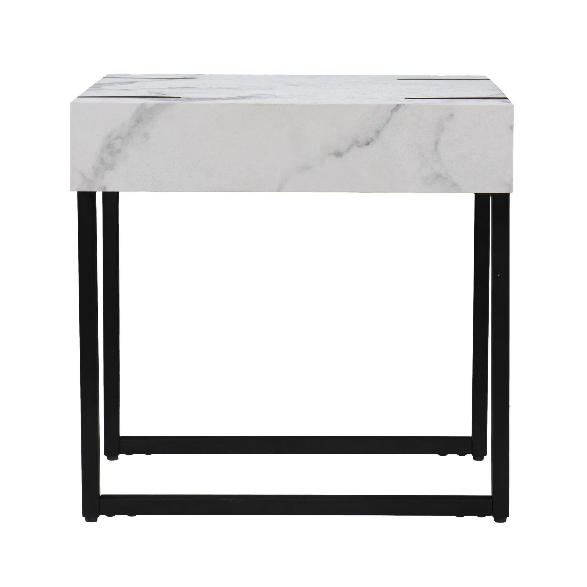 20" White Manufactured Wood And Iron Square End Table By Homeroots - Image 4