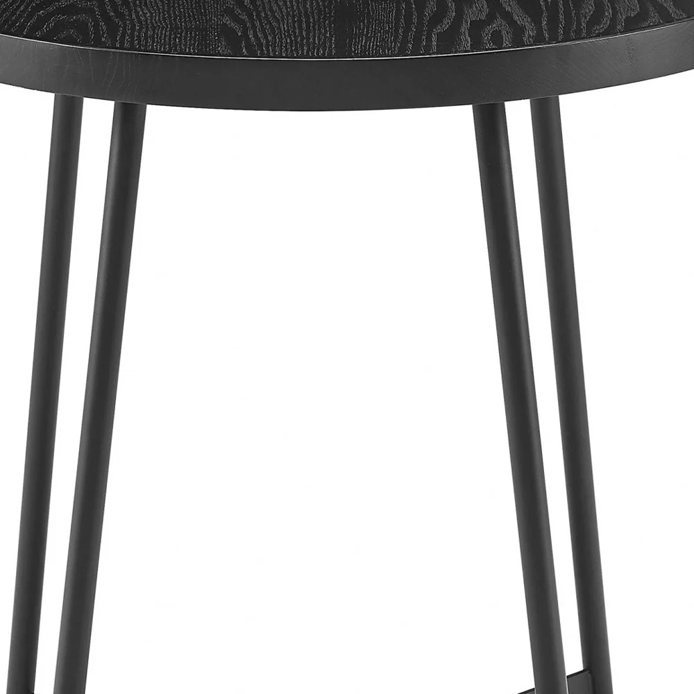 21.66" X 21.66" X 22.05" Round Side Table In Black Ash Wood And Black By Homeroots - Image 4