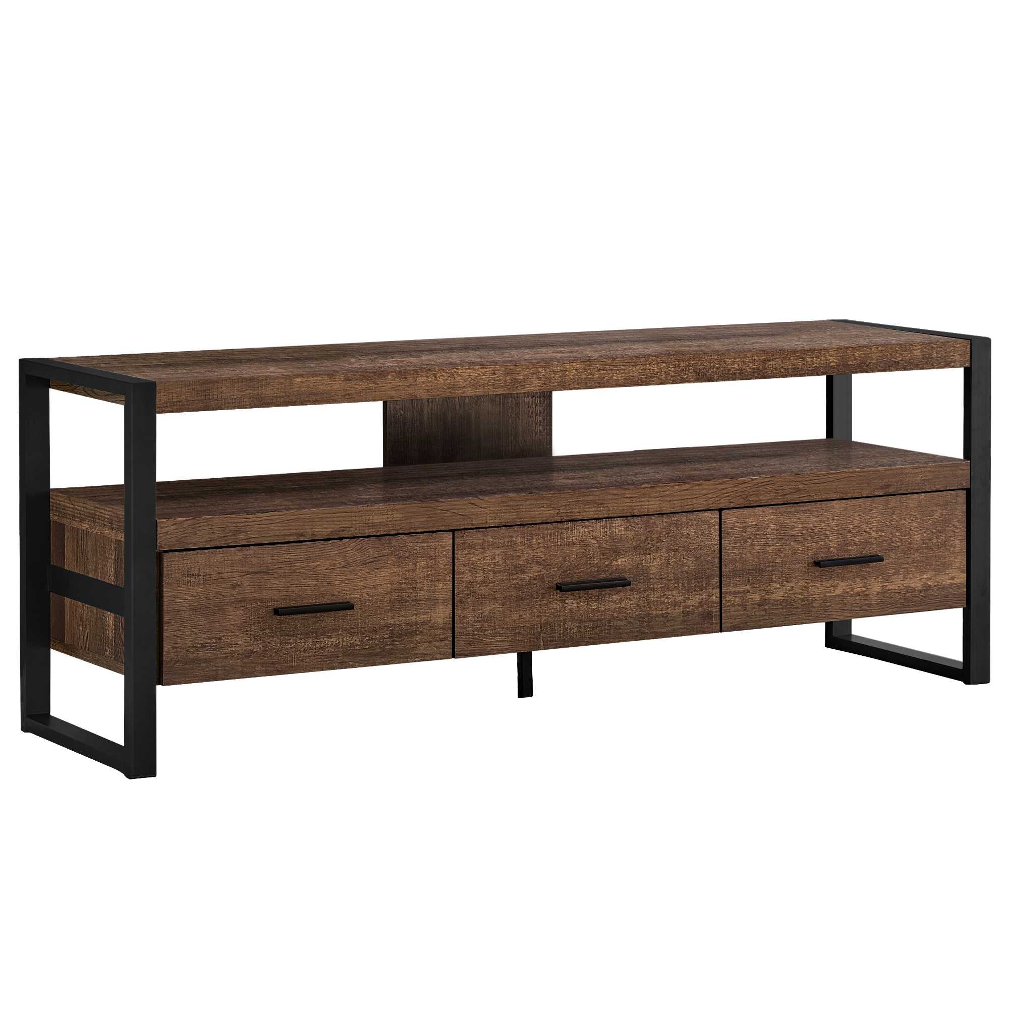 21.75" Particle Board Hollow Core & Black Metal TV Stand with 3 Drawers By Homeroots - Image 2