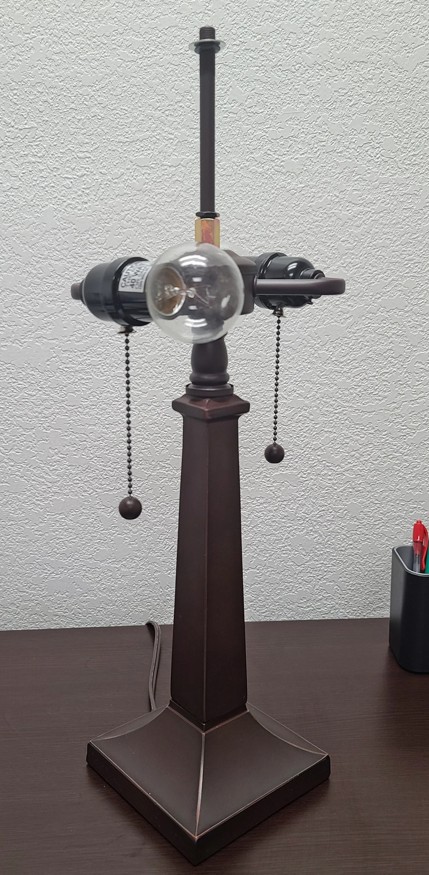21" Amber Cream and Blue Stained Glass Two Light Mission Style Table Lamp By Homeroots - Image 6