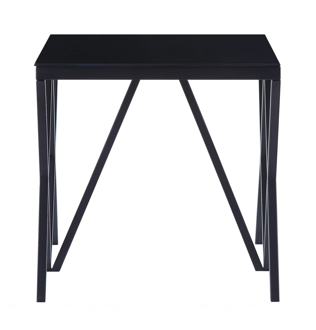 21" Black Glass And Metal Square End Table By Homeroots - Image 2