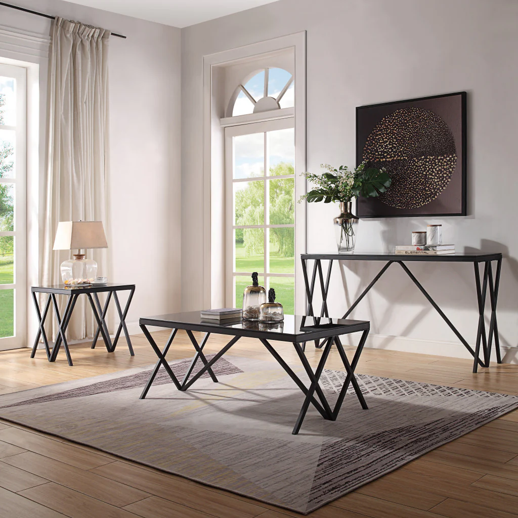 21" Black Glass And Metal Square End Table By Homeroots - Image 3