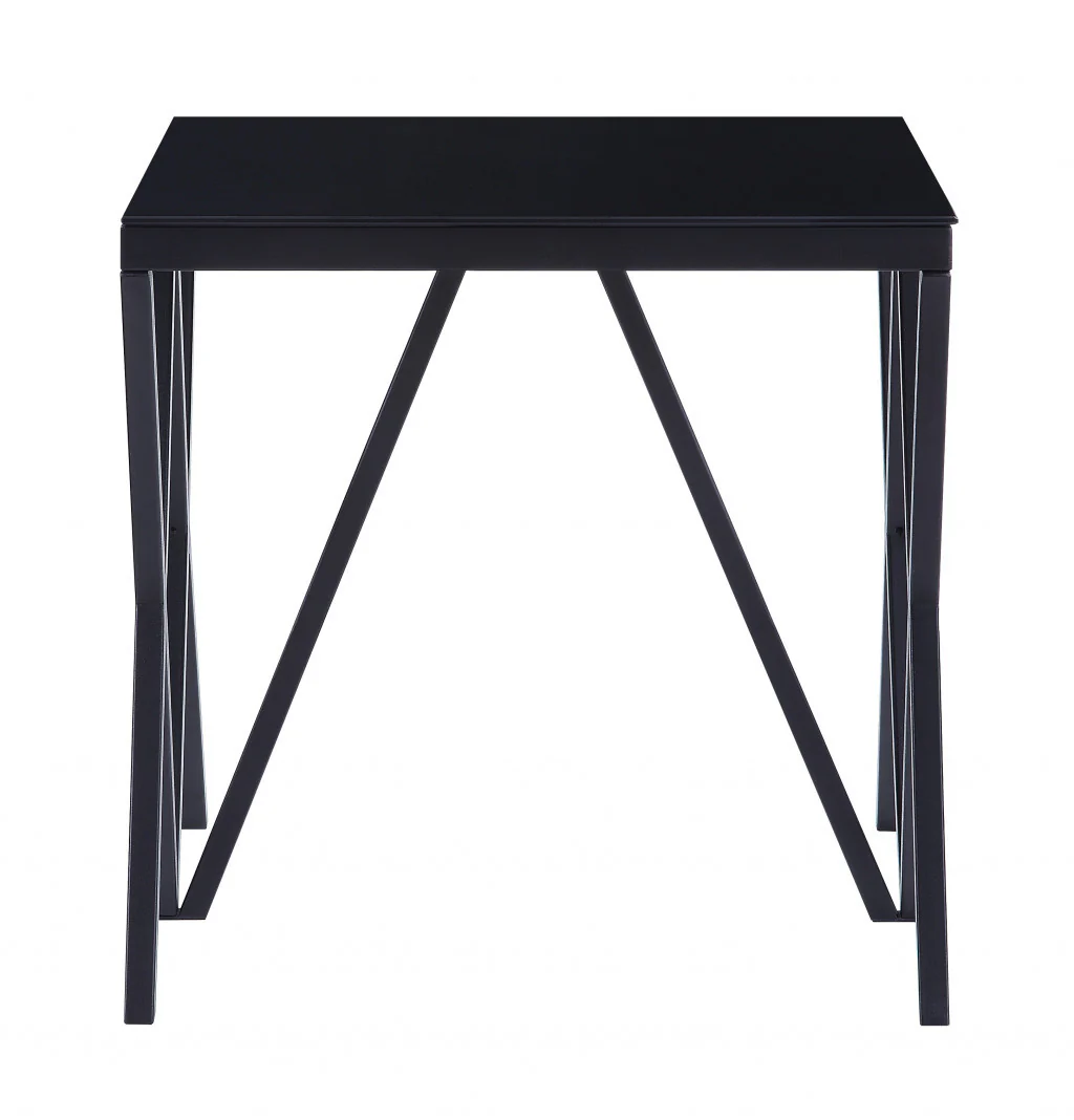 21" Black Glass And Metal Square End Table By Homeroots - Image 4