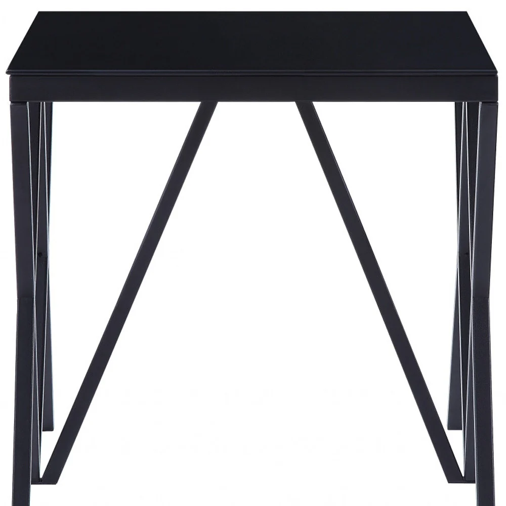 21" Black Glass And Metal Square End Table By Homeroots - Image 5