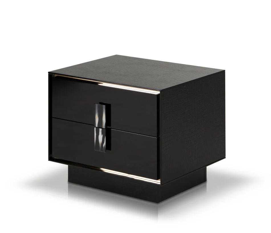 21' Black Mdf And Steel Nightstand With Two Drawers By Homeroots - Image 2