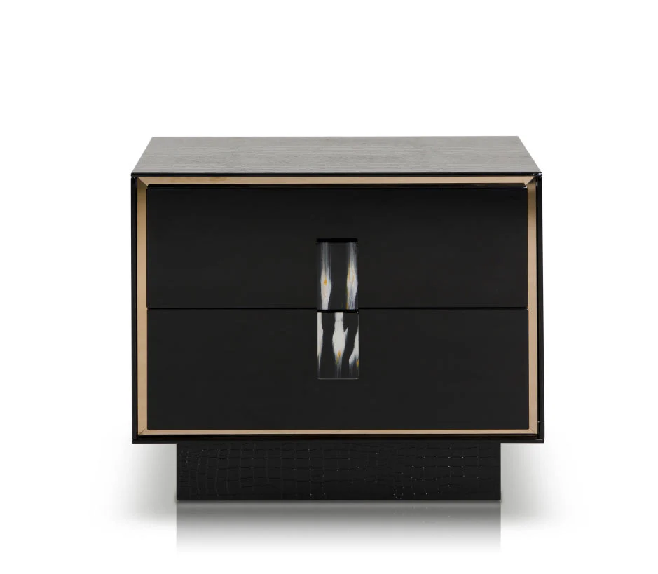 21' Black Mdf And Steel Nightstand With Two Drawers By Homeroots - Image 3