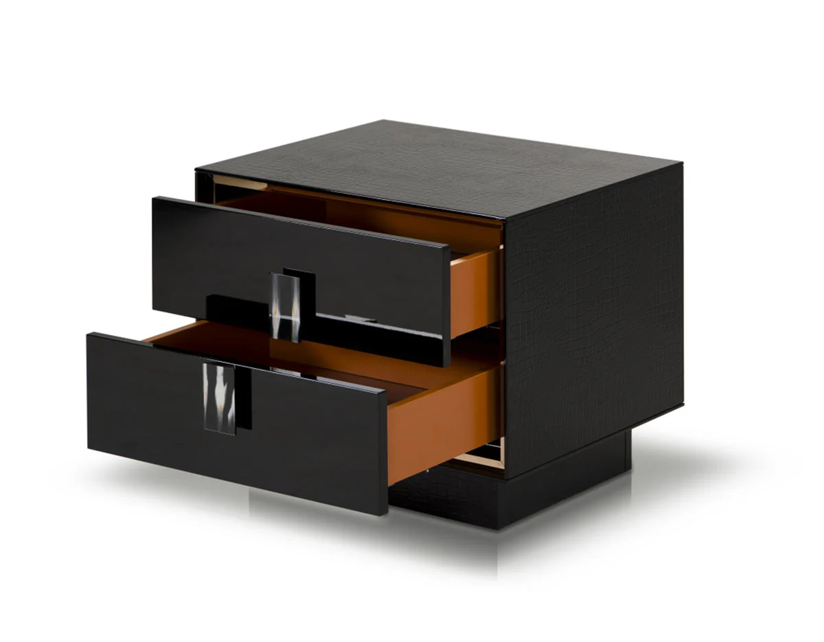21' Black Mdf And Steel Nightstand With Two Drawers By Homeroots - Image 4