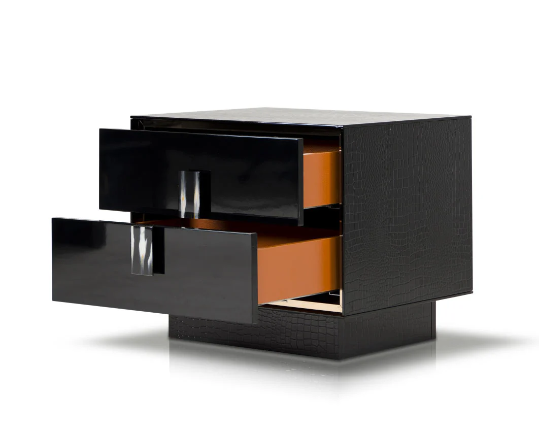 21' Black Mdf And Steel Nightstand With Two Drawers By Homeroots - Image 5