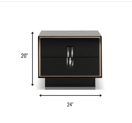 21' Black Mdf And Steel Nightstand With Two Drawers By Homeroots - Image 6