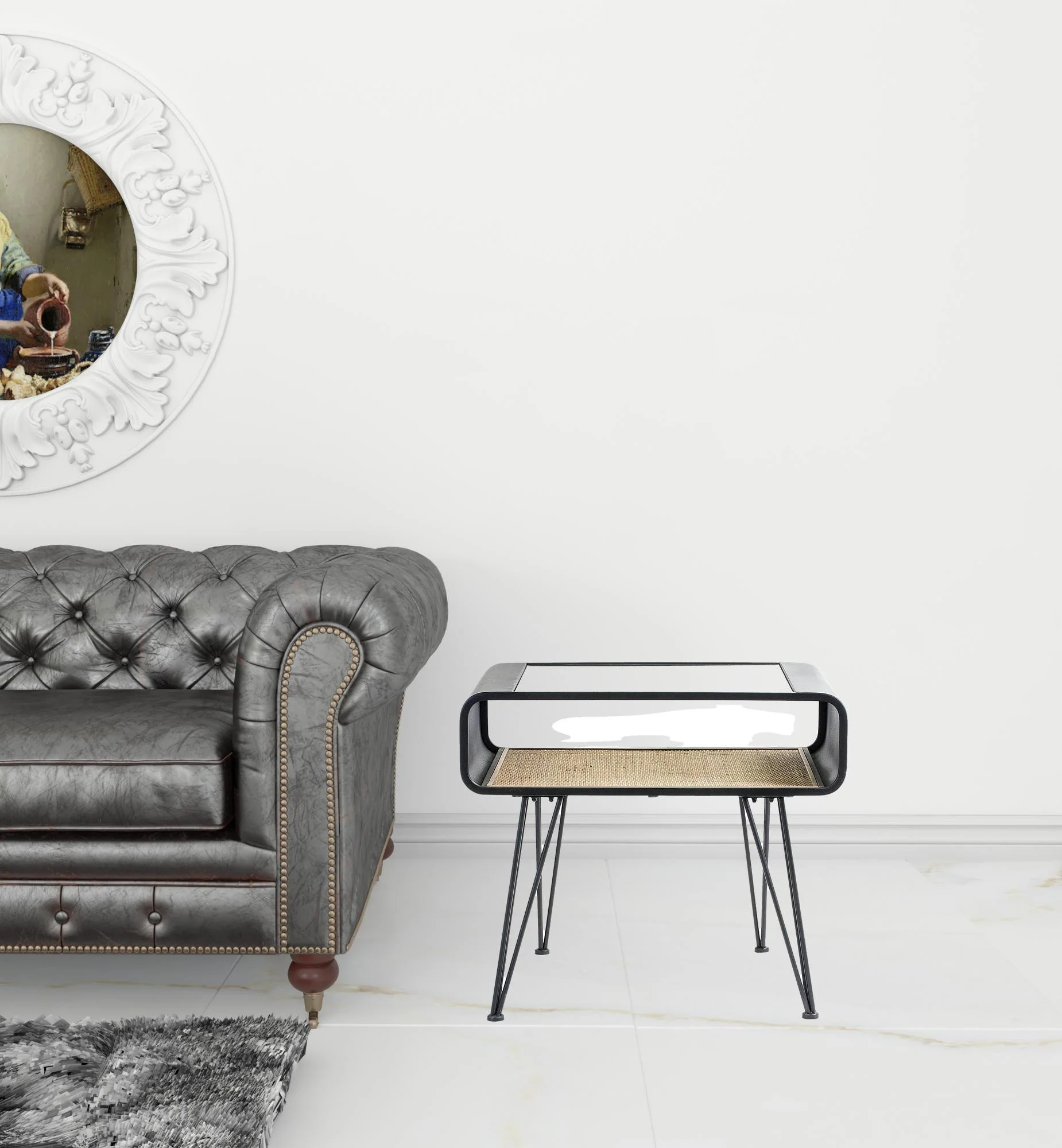 21" Black Metal and Glass End Table With Shelf By Homeroots - Image 2