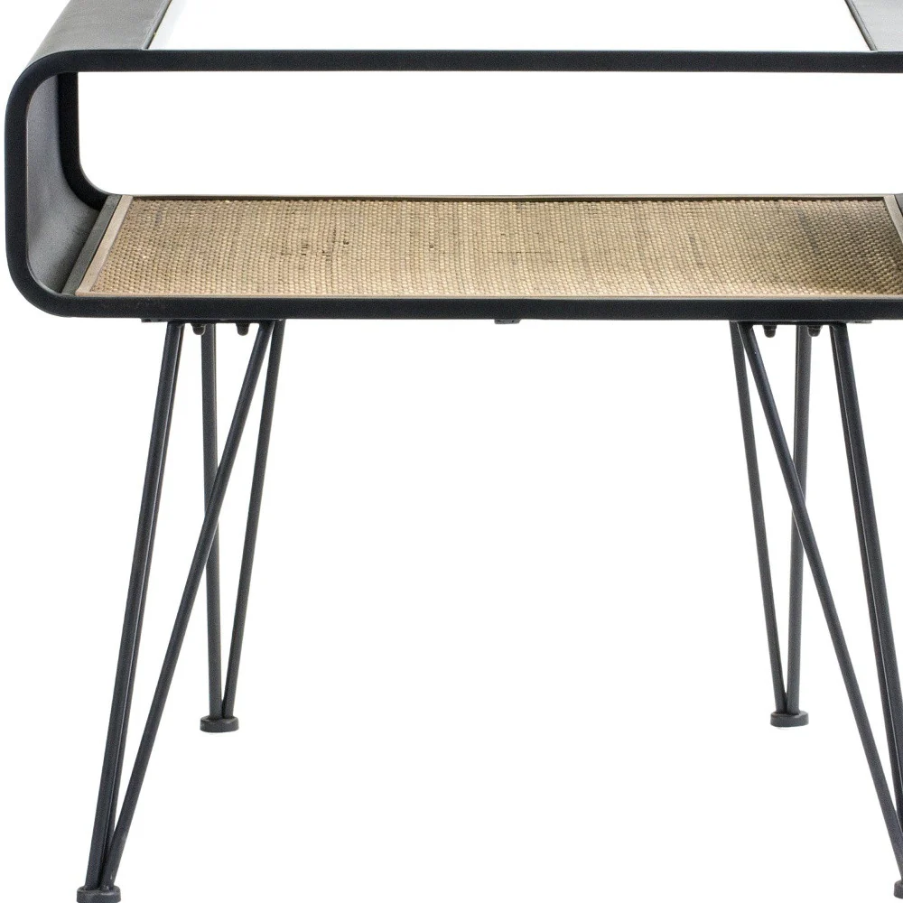 21" Black Metal and Glass End Table With Shelf By Homeroots - Image 4