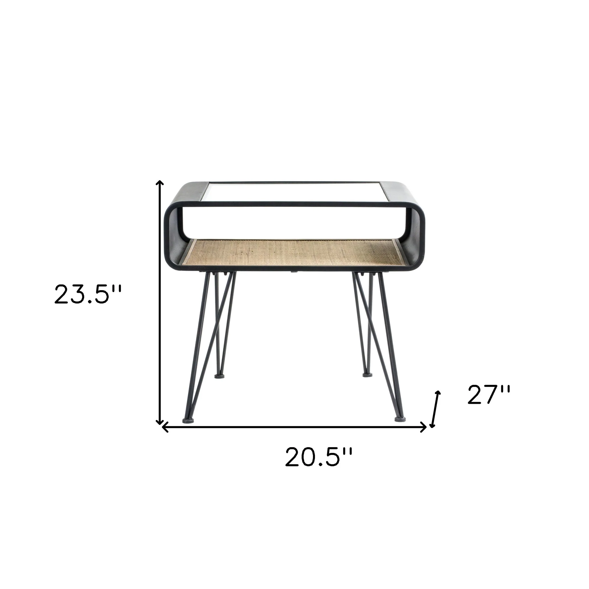 21" Black Metal and Glass End Table With Shelf By Homeroots - Image 5