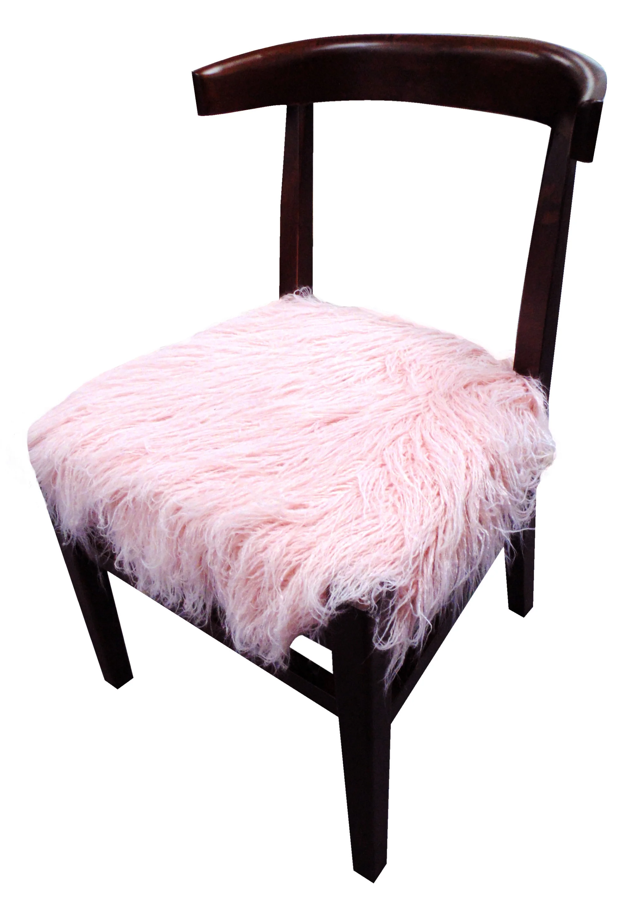 21" Blush Faux Fur And Dark Brown Solid Color Side Chair By Homeroots - Image 2