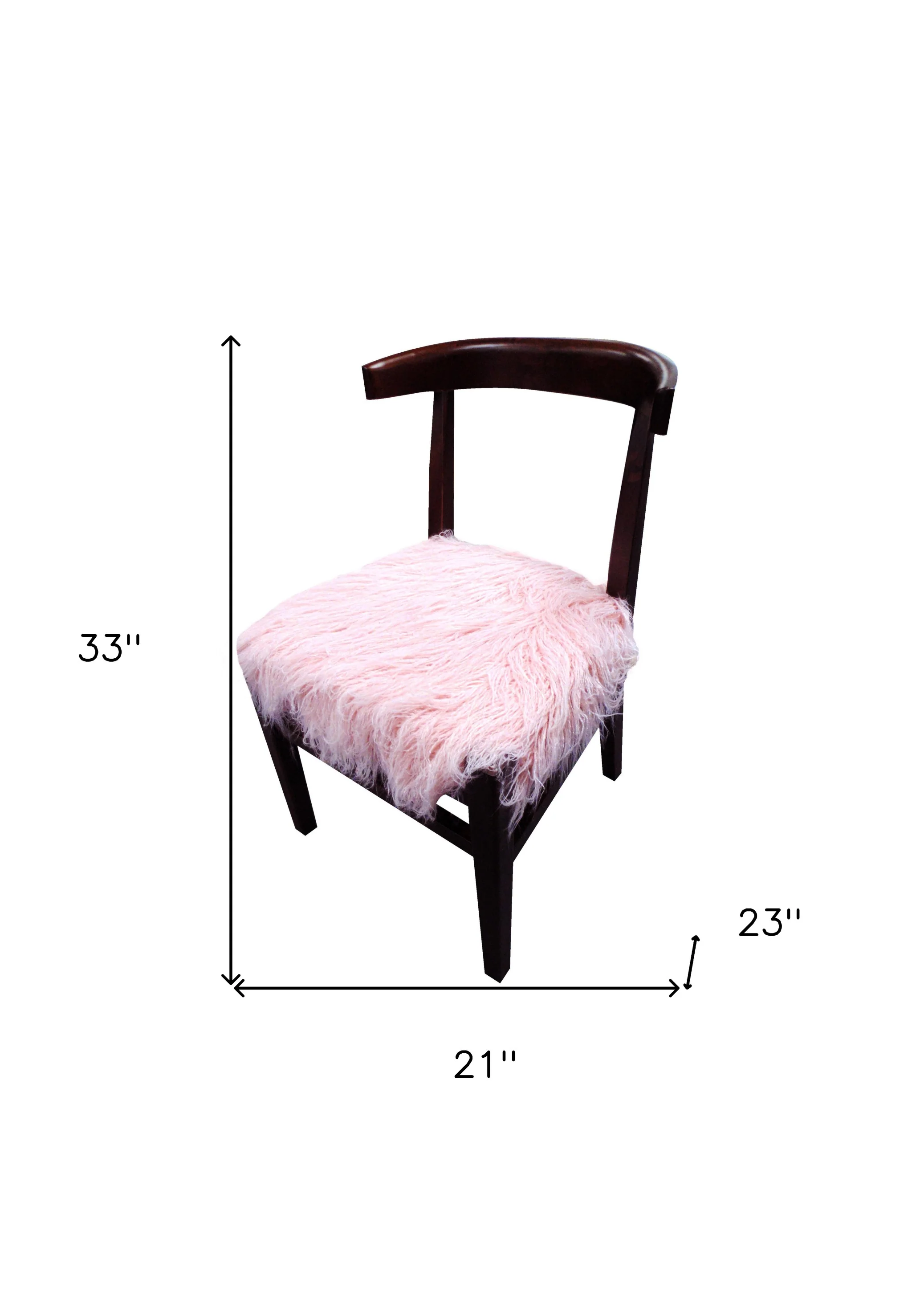 21" Blush Faux Fur And Dark Brown Solid Color Side Chair By Homeroots - Image 4