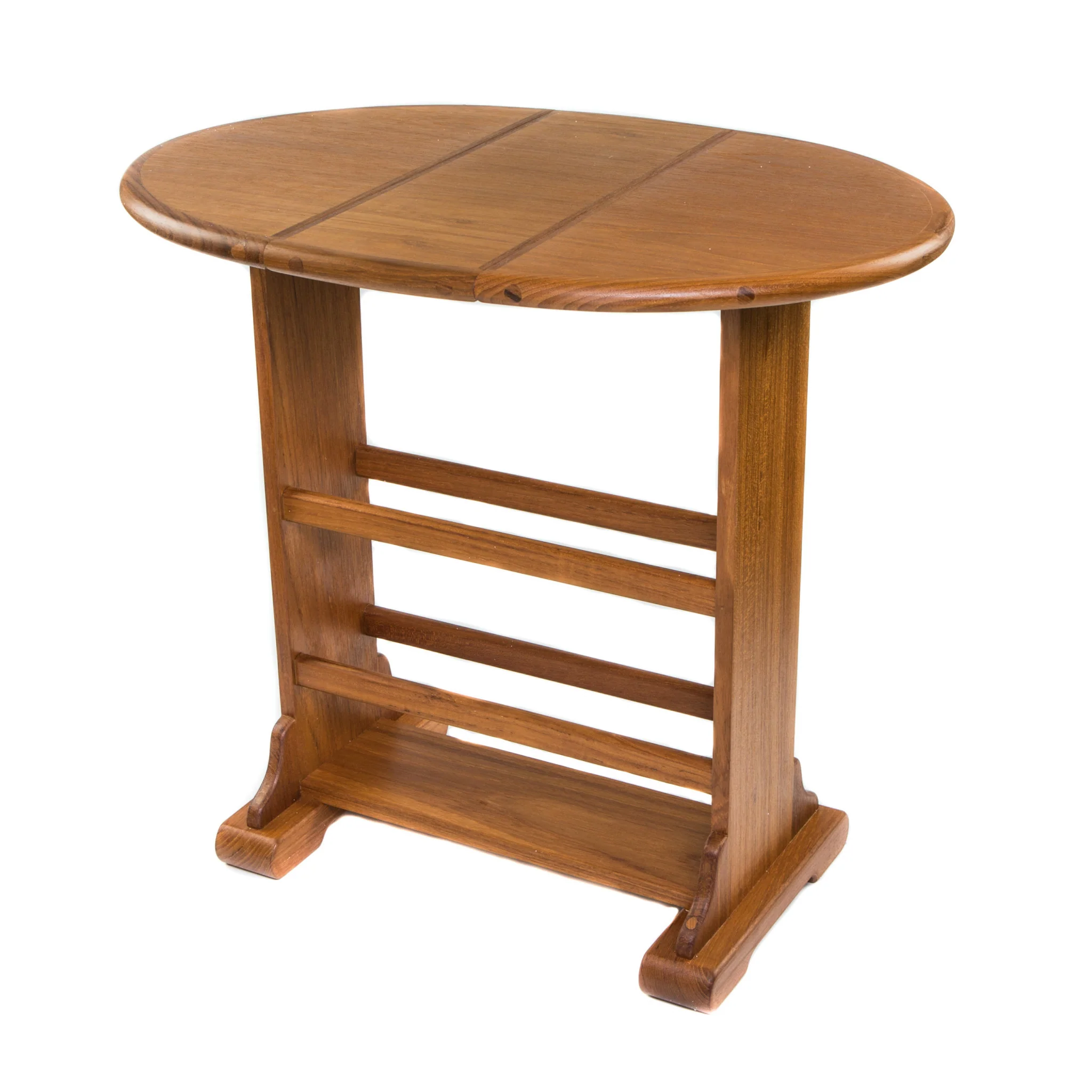 21" Brown Solid Wood Oval Drop Leaf End Table By Homeroots - Image 2