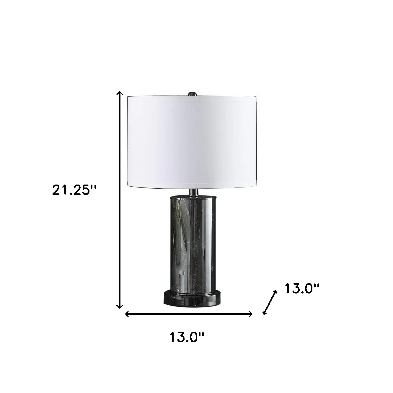 21" Glass LED Cylinder Table Lamp with Nightlight and White Drum Shade By Homeroots - Image 5