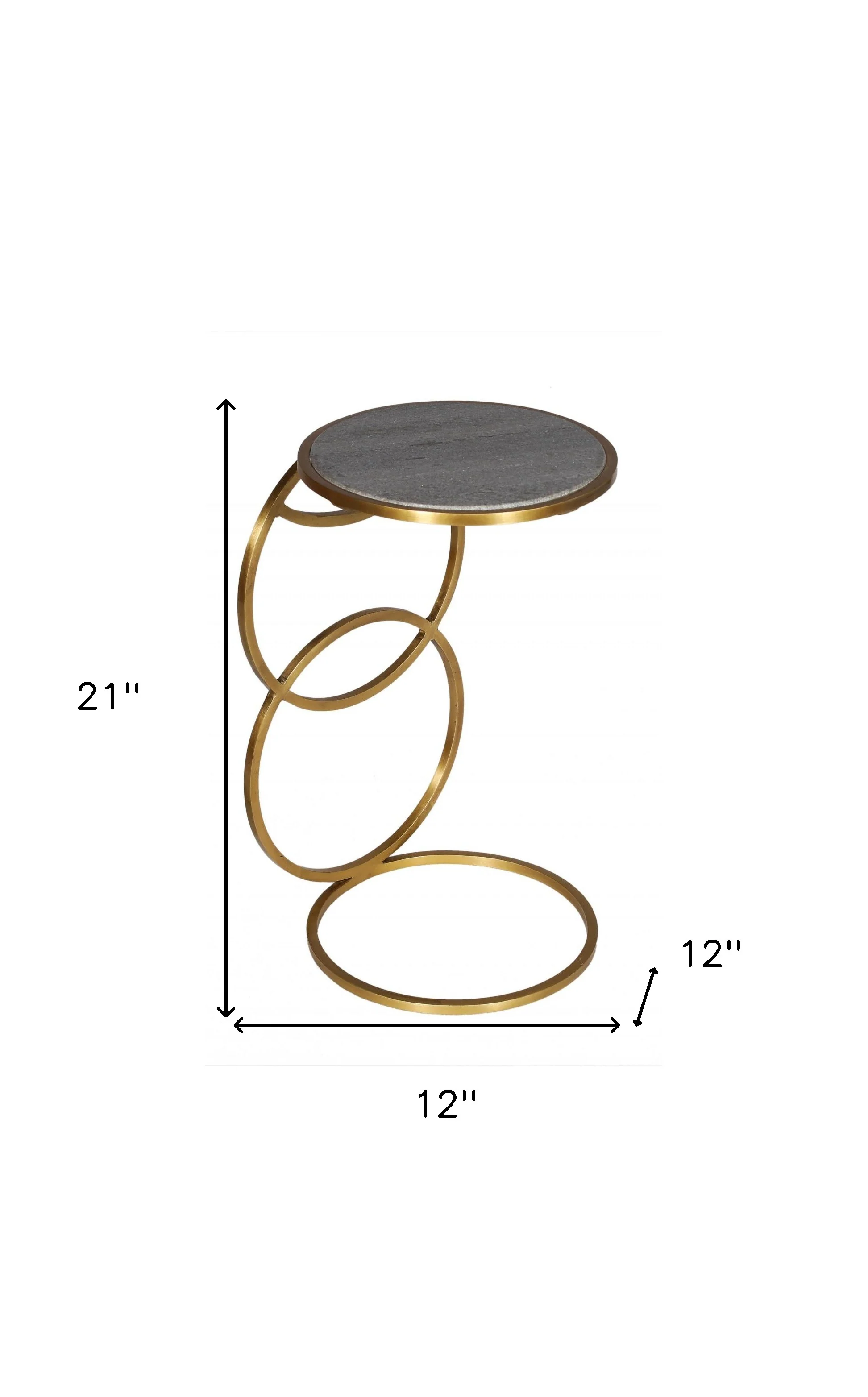 21" Gold And Gray Marble And Iron Round End Table By Homeroots - Image 5
