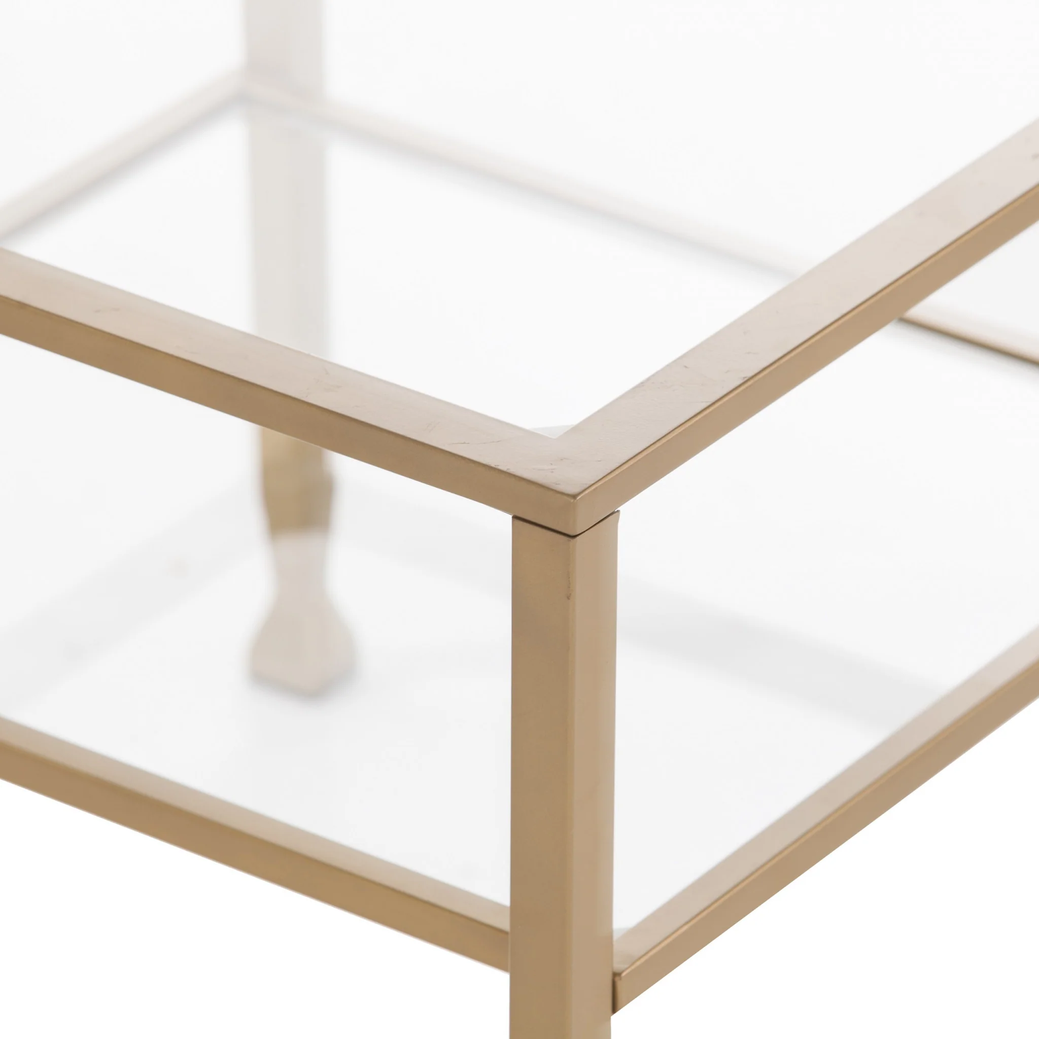 21" Gold Glass And Metal Square Coffee Table By Homeroots - Image 8