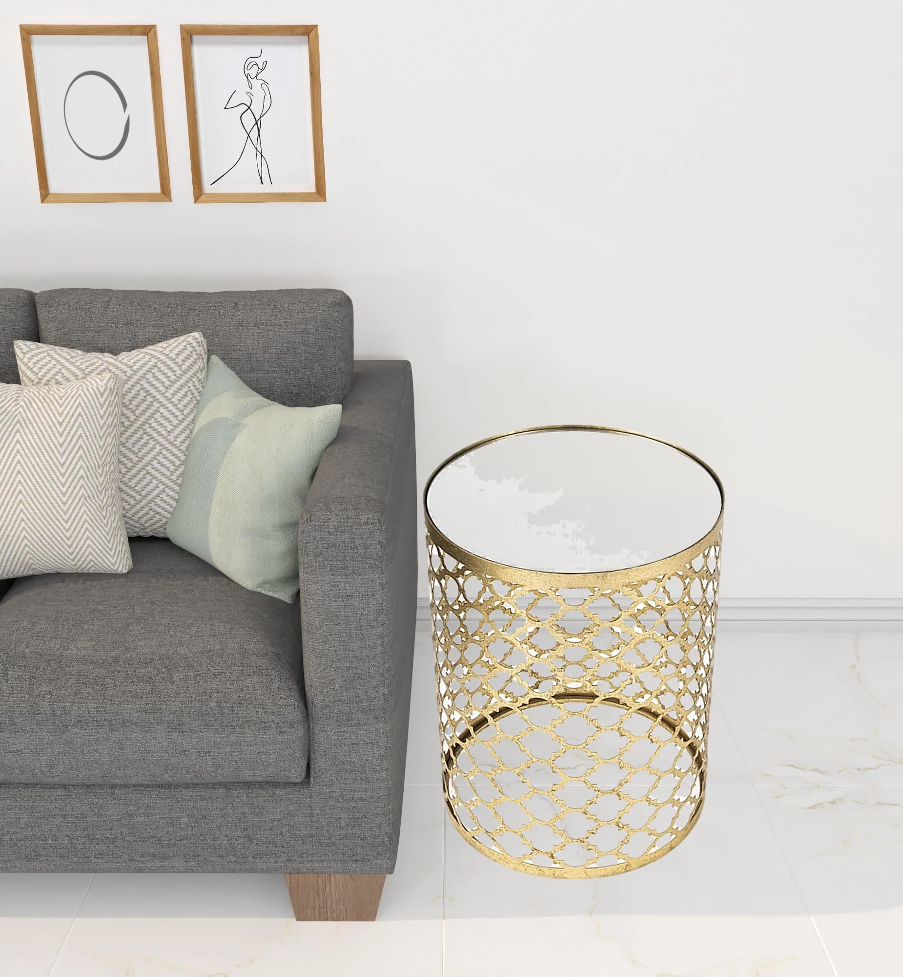 21" Gold Mirrored Round End Table By Homeroots - Image 3
