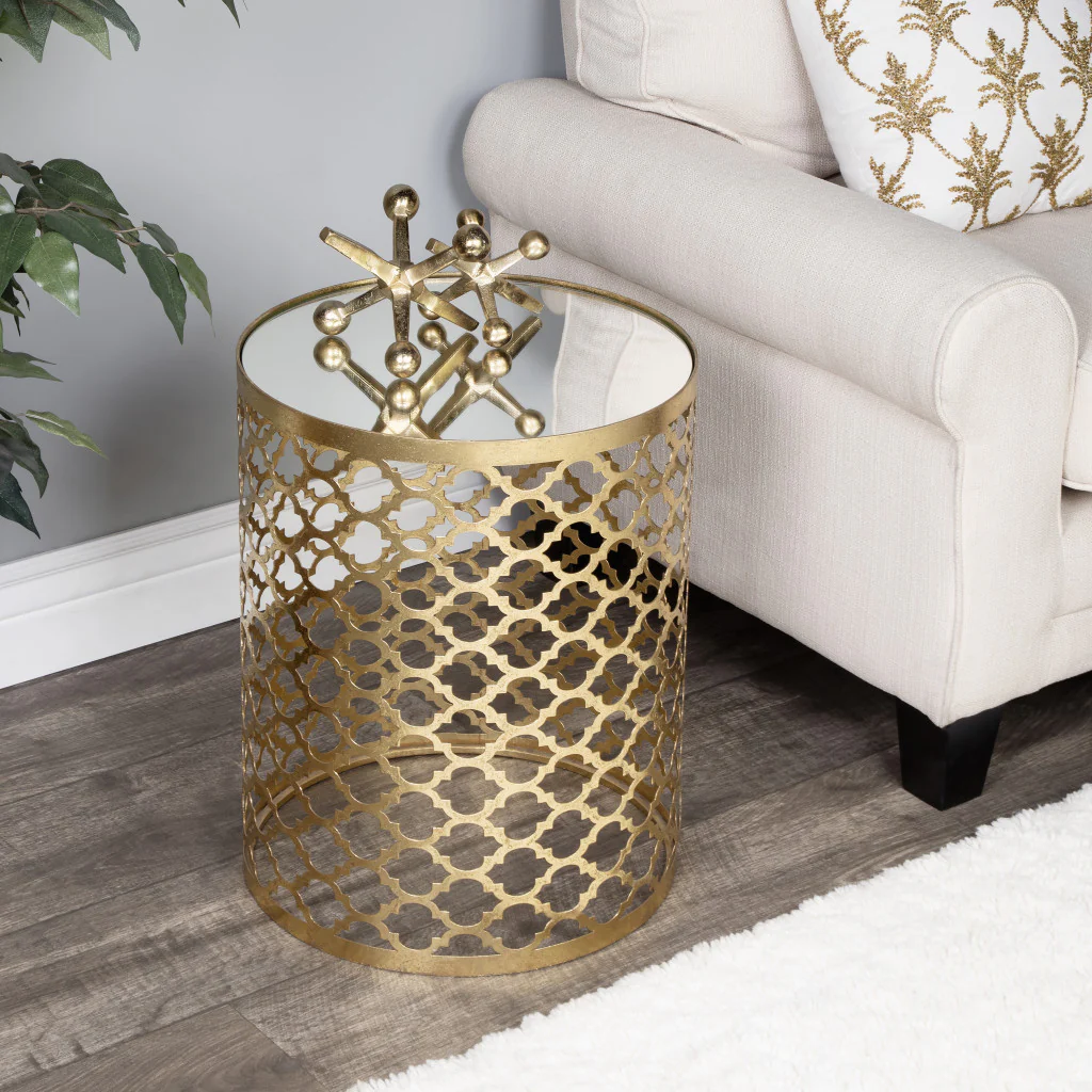 21" Gold Mirrored Round End Table By Homeroots - Image 5