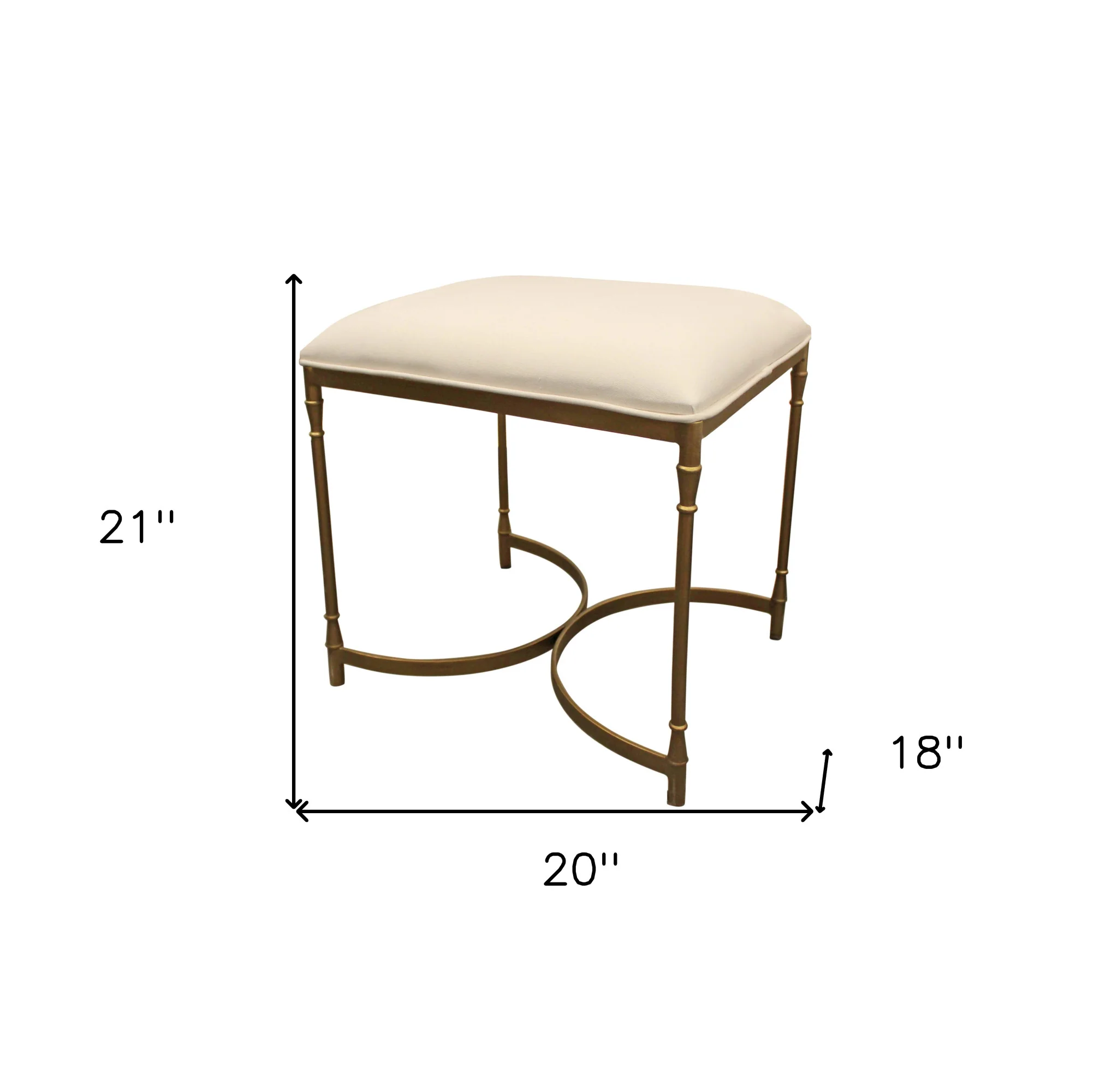 21" Ivory And Brass Iron Backless Bar Chair With Footrest By Homeroots - Image 9