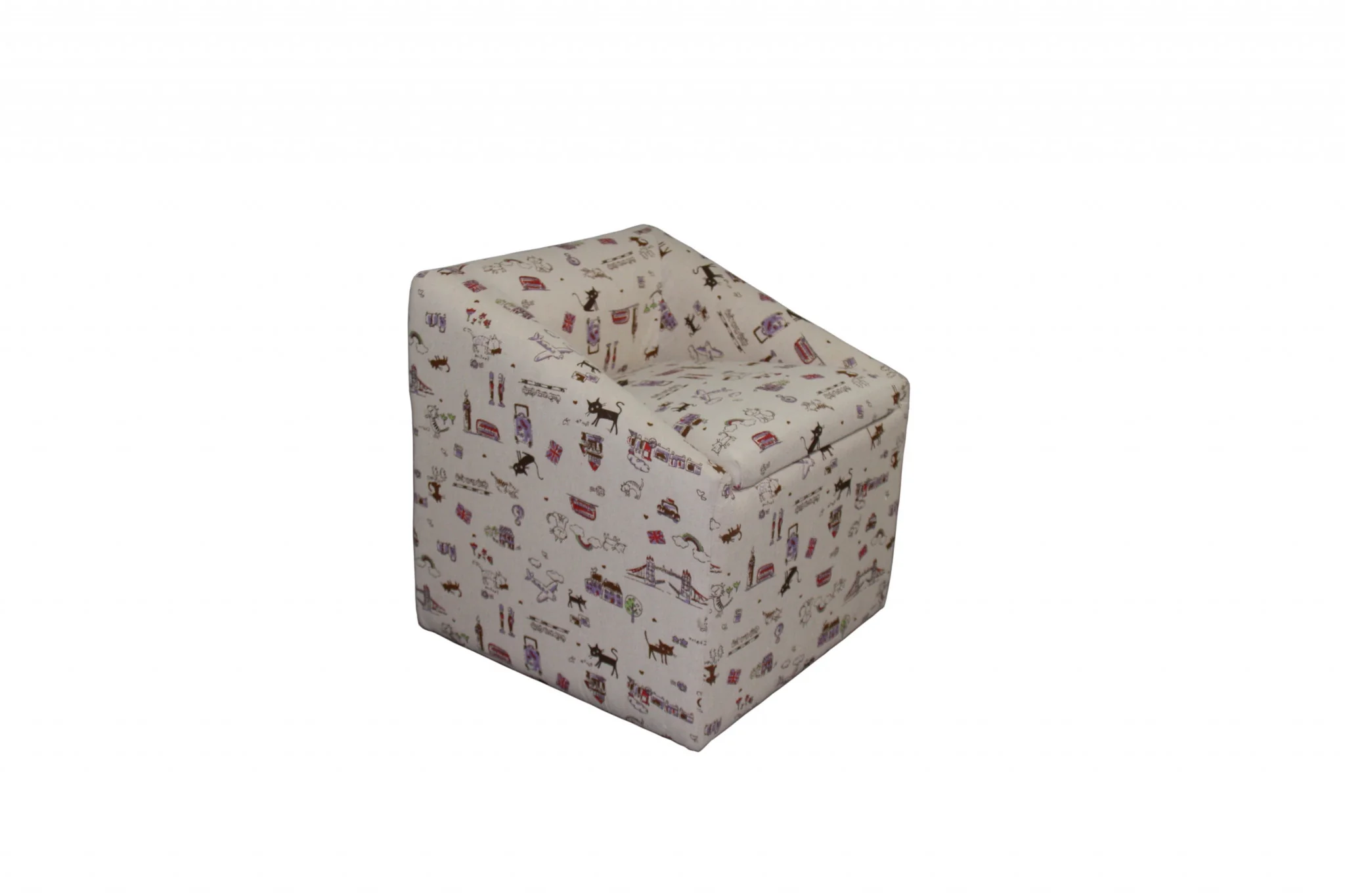 21" Modern Beige Whimsical Cats in London Cubed Accent Storage Chair By Homeroots - Image 3
